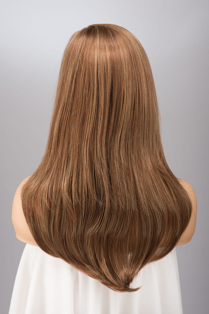 Copper Color with Multi Blonde Highlights Straight Side Part Lace Wig Aidan