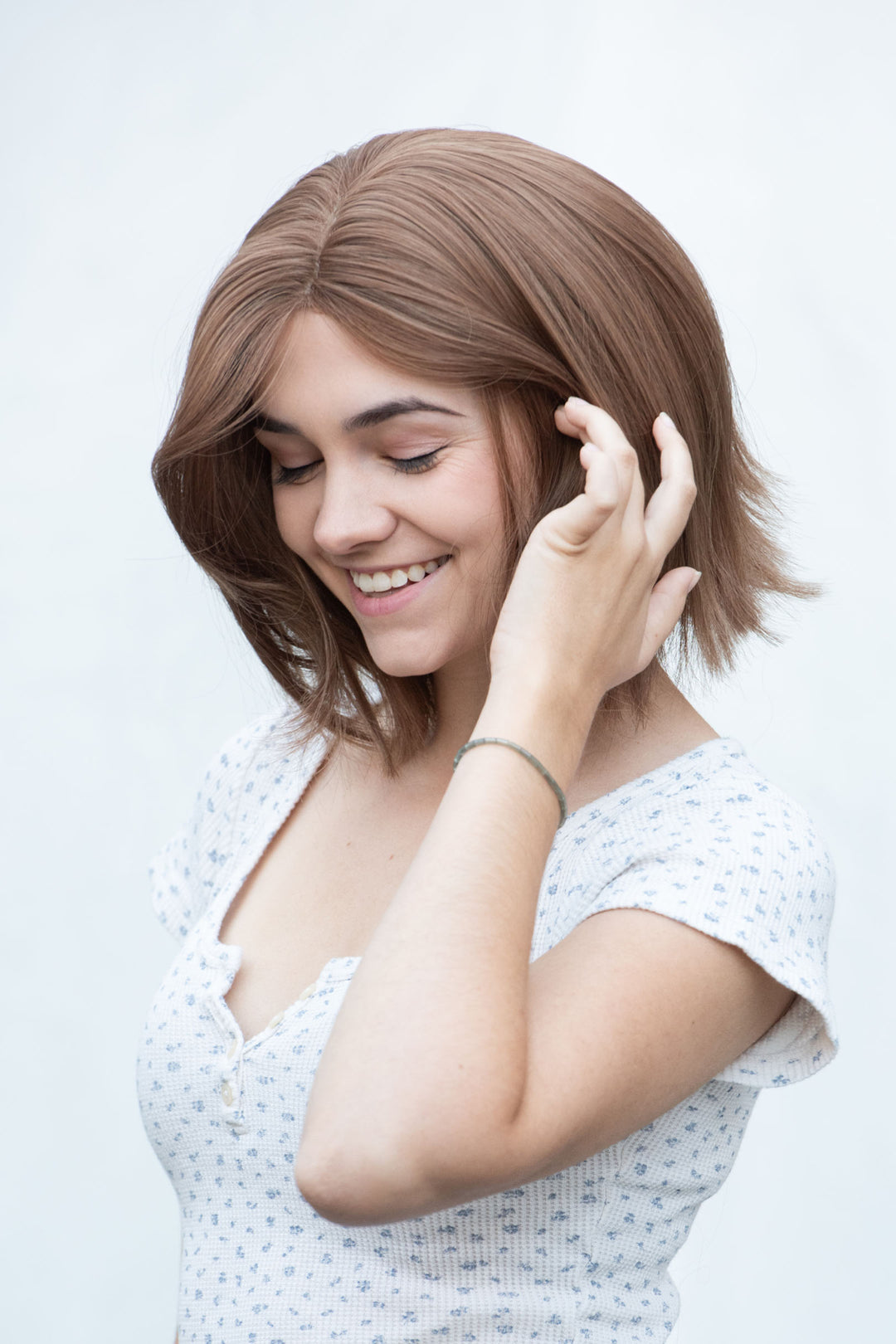 Ash Pastel Pink Wavy Short Bob Wig Amber