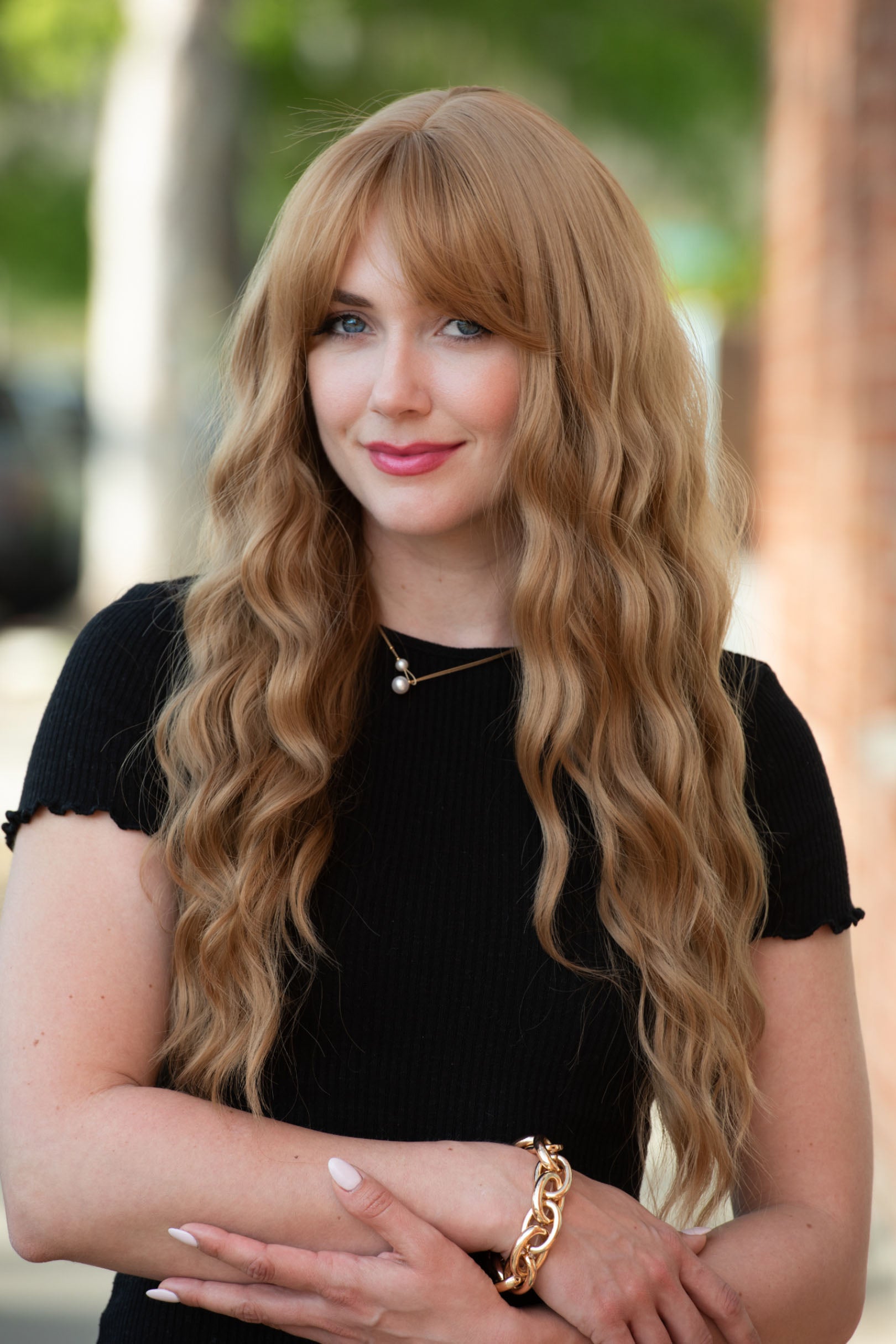 Strawberry Blonde 2024 Wavy Wig with Bangs