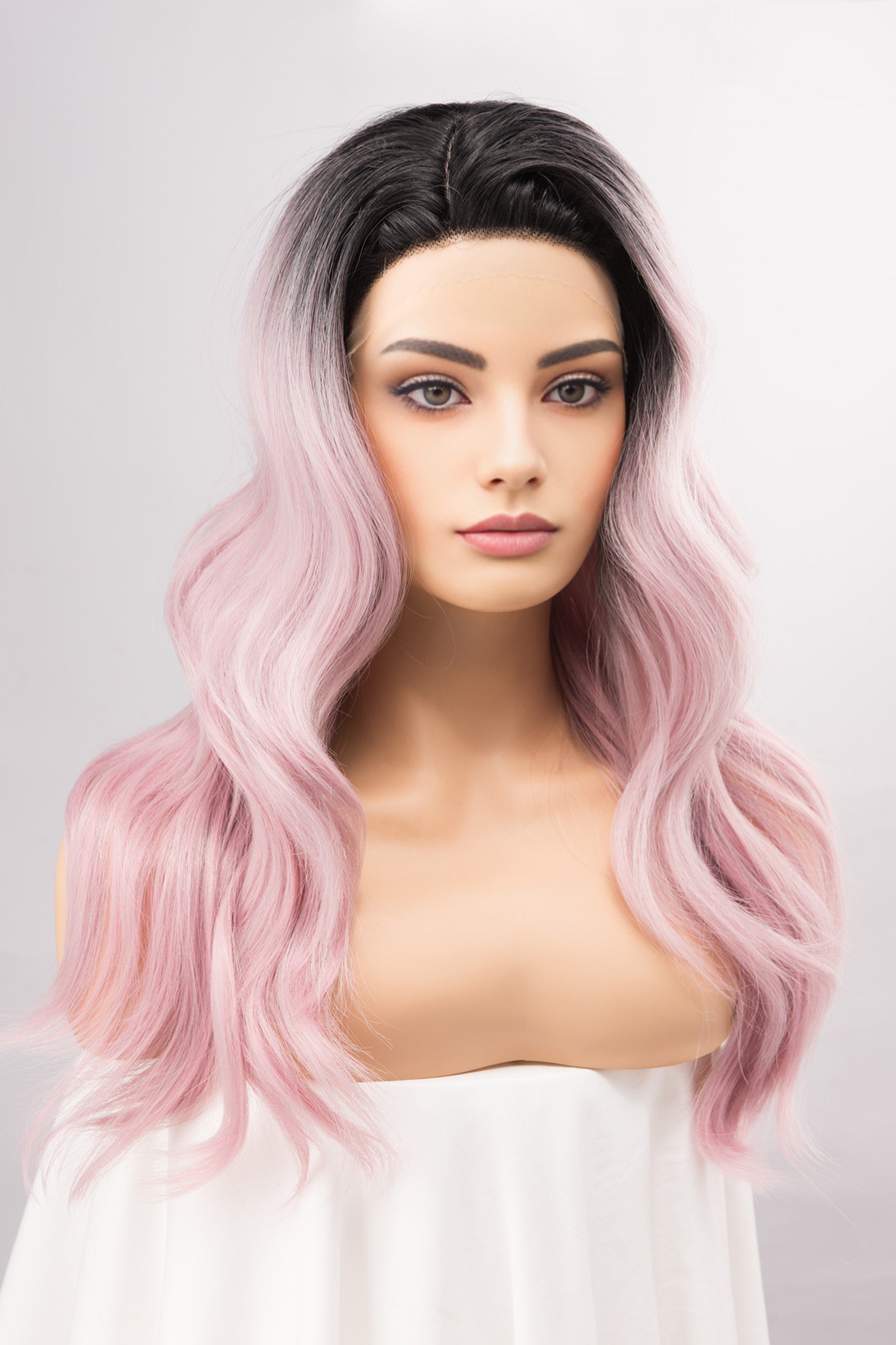 Ashley Silver Pink Ombre Lace Front Wig 20