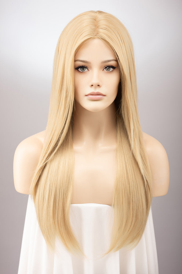 Ash Blonde Dark Blonde Middle Part Straight Lace Wig Athena