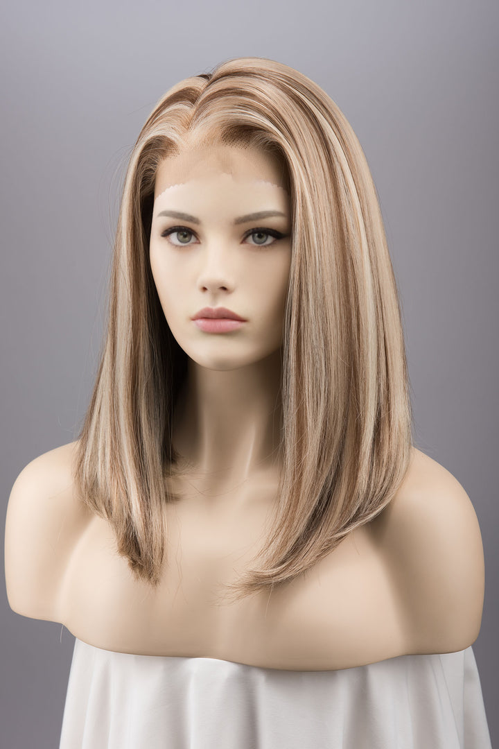 Blonde Balayage Straight Lace Top Synthetic Bob Wig Audrey