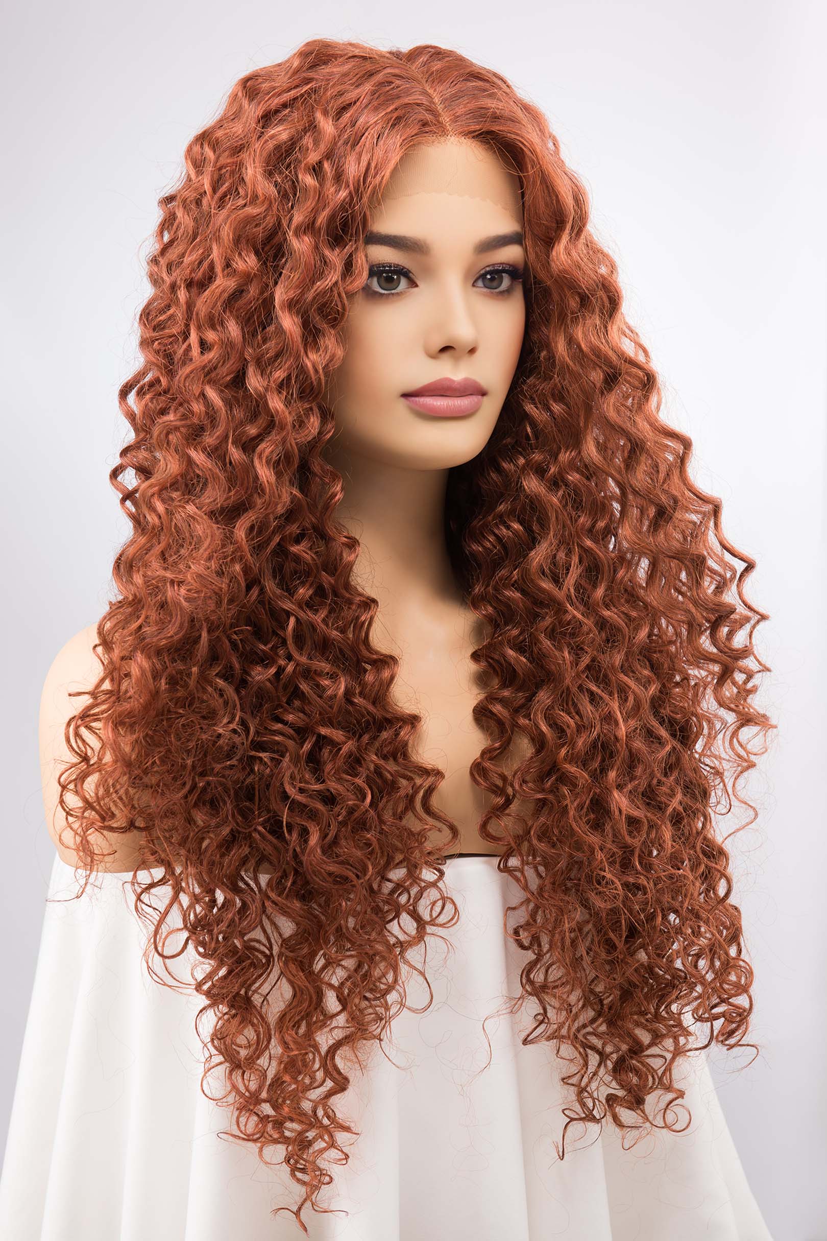 Auburn Ginger Wig Lace Front Curly Wig Orange Copper Wig Merida