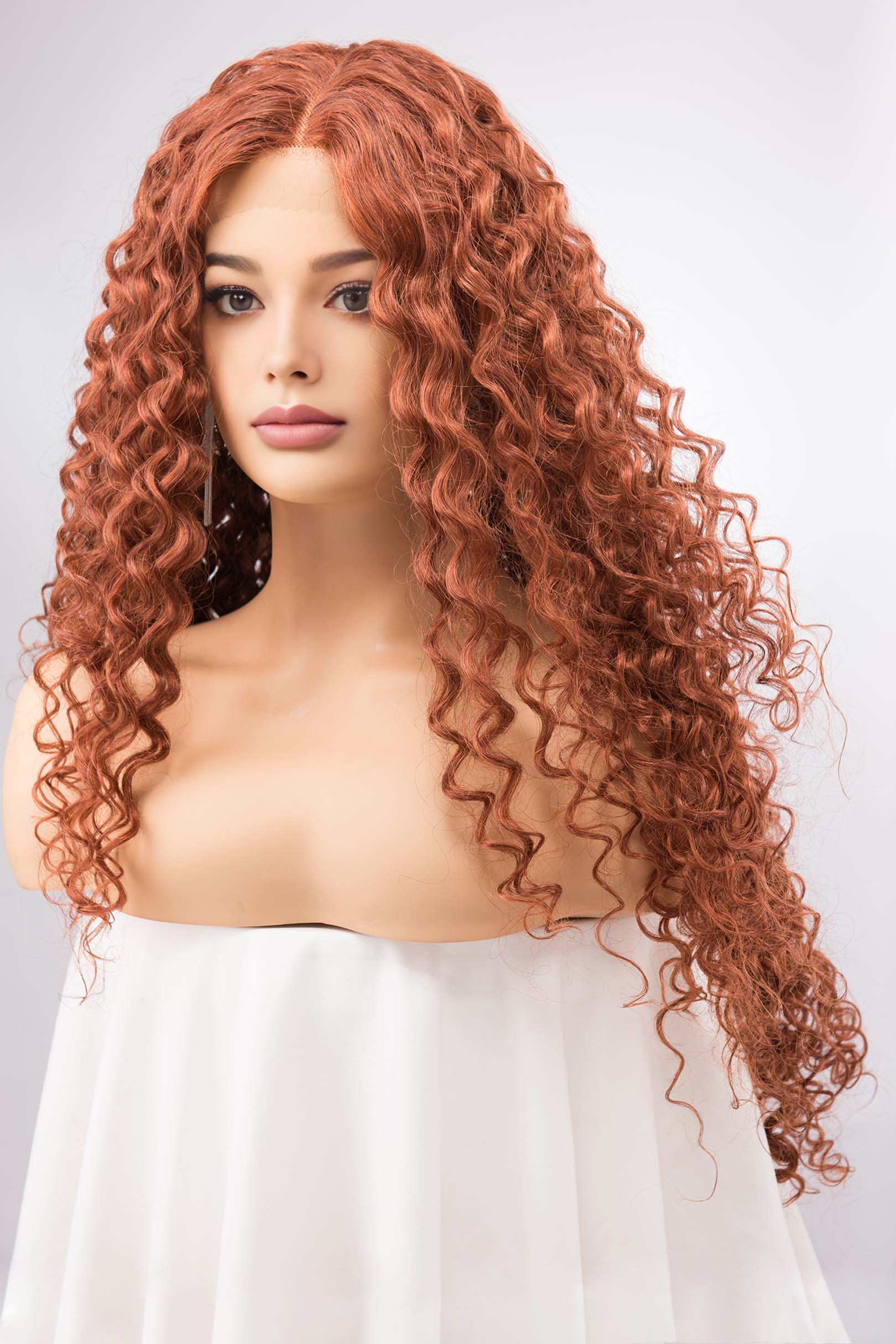 Auburn Ginger Wig Lace Front Curly Wig Orange Copper Wig Merida