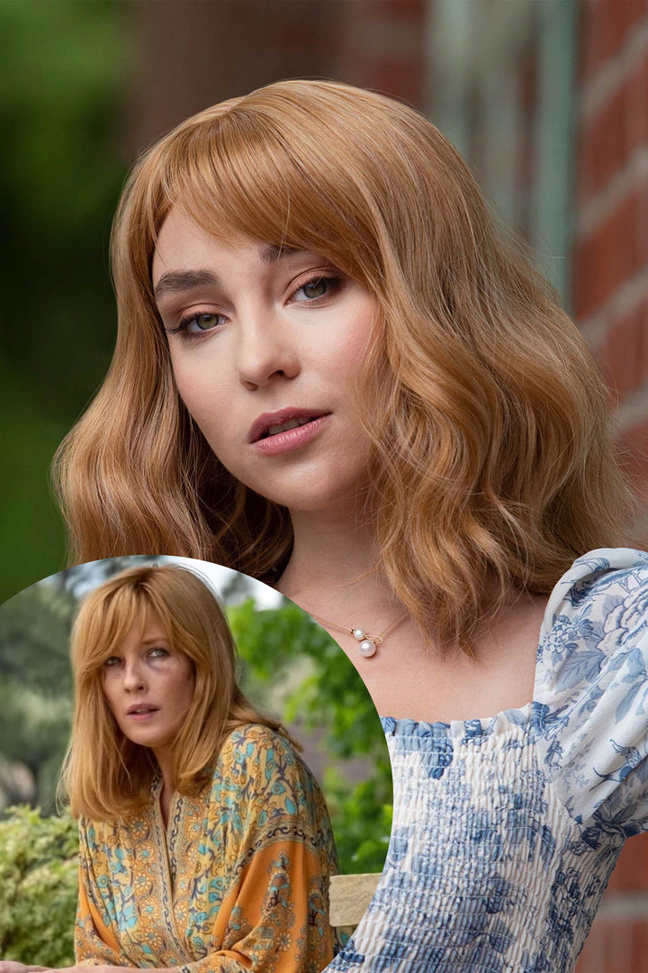 Strawberry Blonde Wavy Synthetic Wig with Bangs Beth Dutton Cosplay Wig Avery