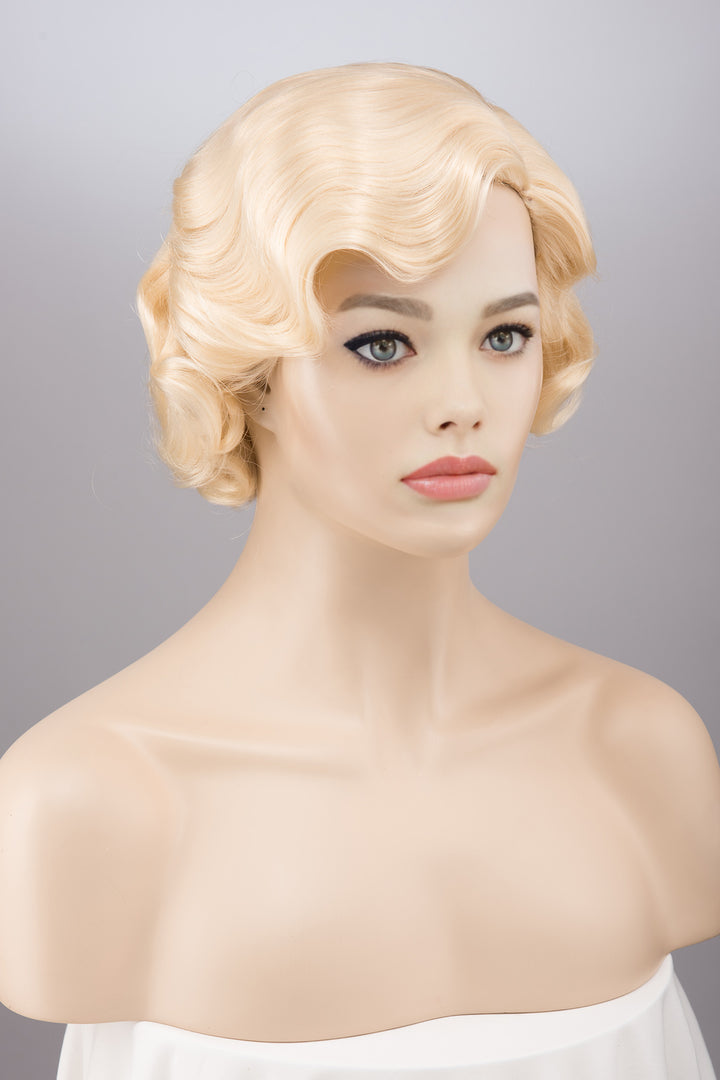 Platinum Blonde Finger Wave Gilded Age Great Gatsby Cosplay Wig Daisy