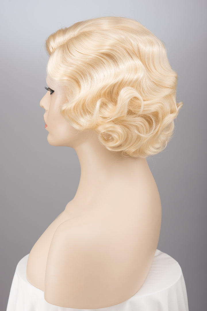 Platinum Blonde Finger Wave Gilded Age Great Gatsby Cosplay Wig Daisy