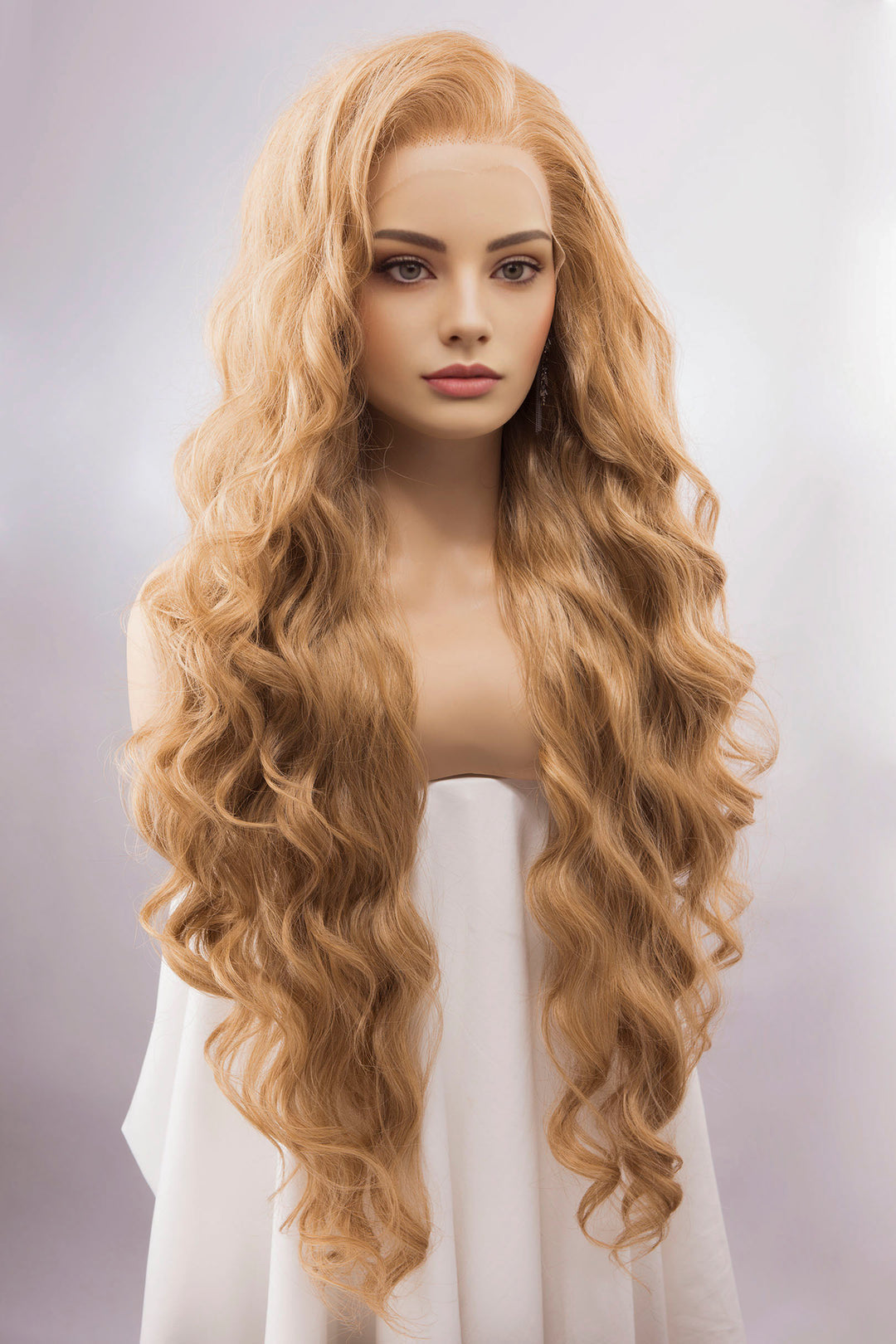 Strawberry Blonde Curly Lace Top Synthetic Wig Idina