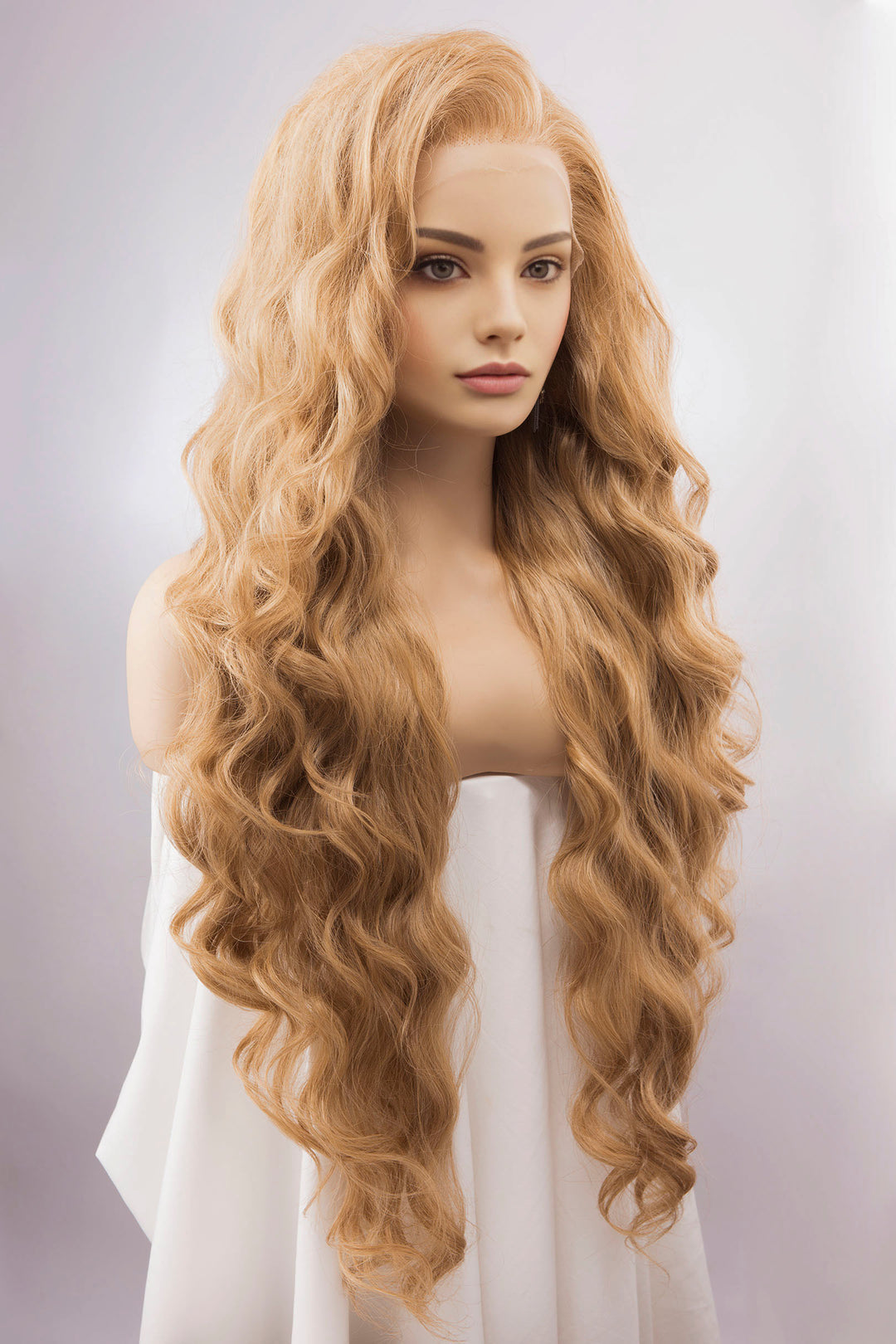 Strawberry Blonde Curly Lace Top Synthetic Wig Idina