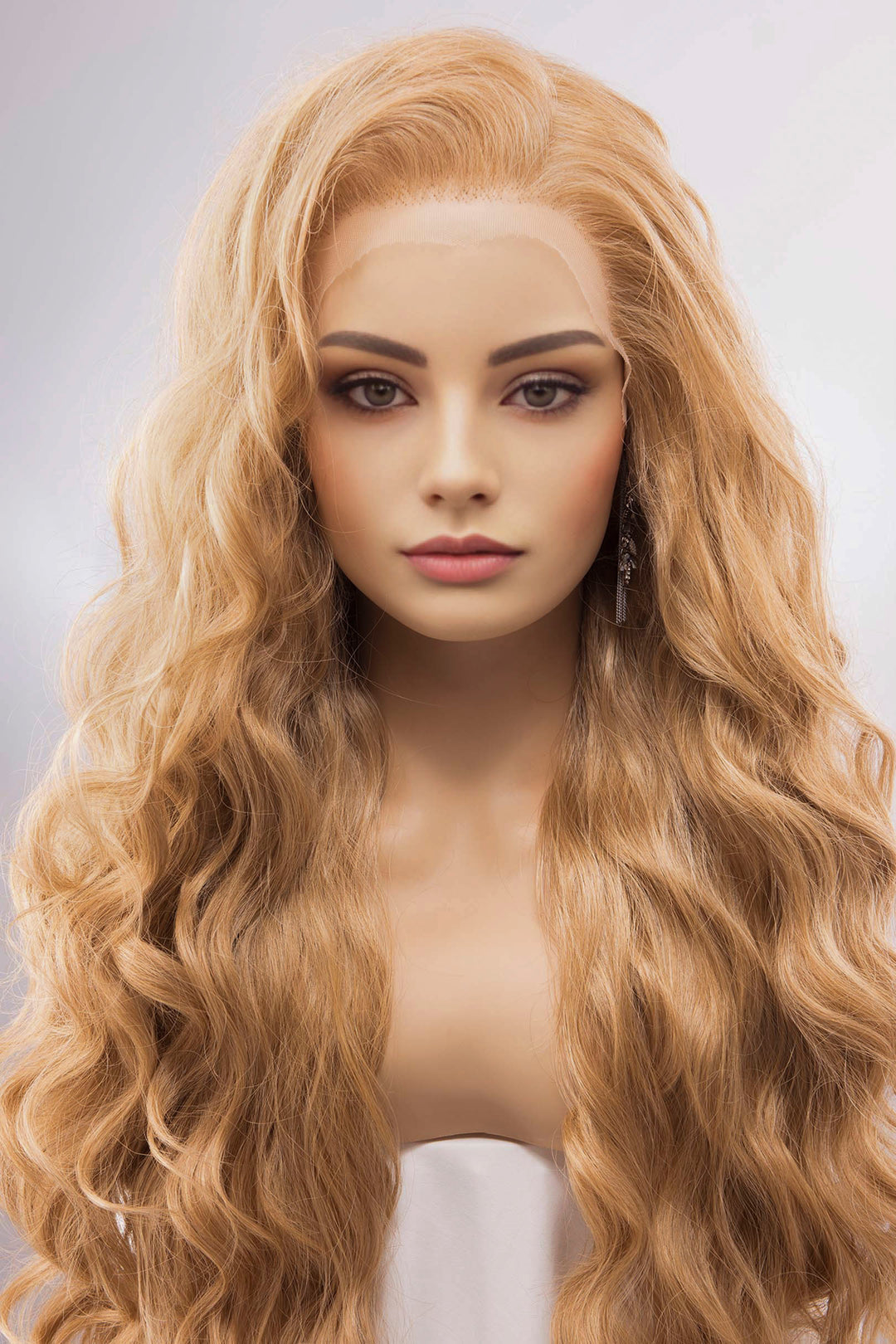 Strawberry Blonde Curly Lace Top Synthetic Wig Idina