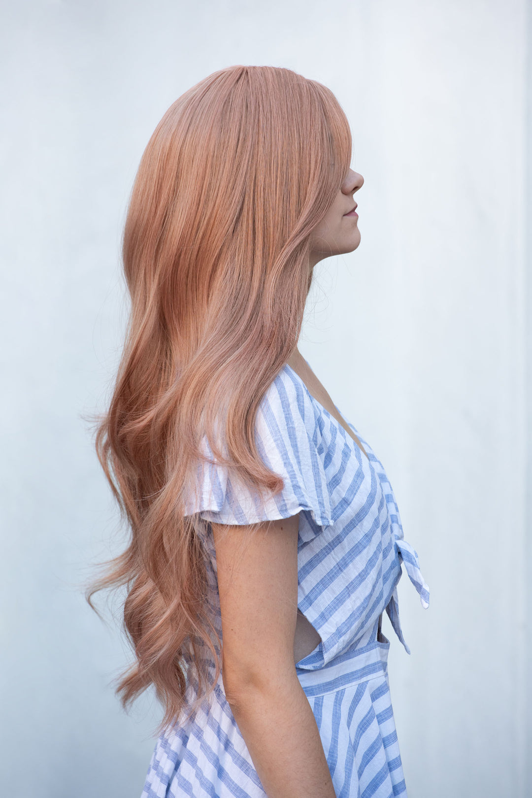 Pastel Pink Wavy Middle Part Long Wig Keller