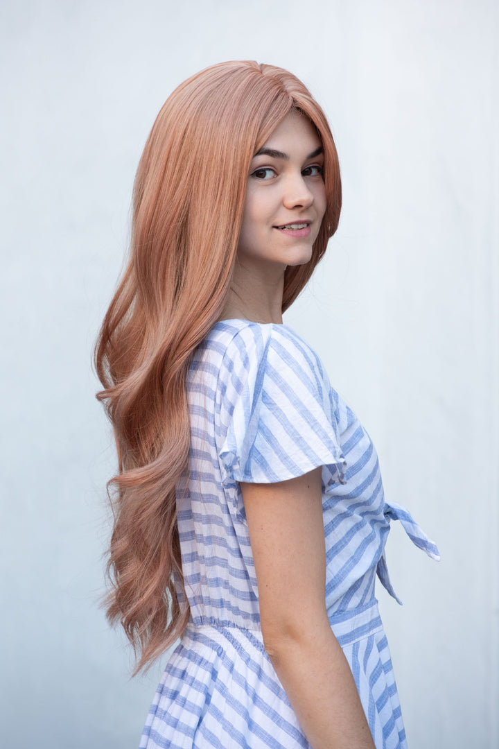 Pastel Pink Wavy Middle Part Long Wig Keller