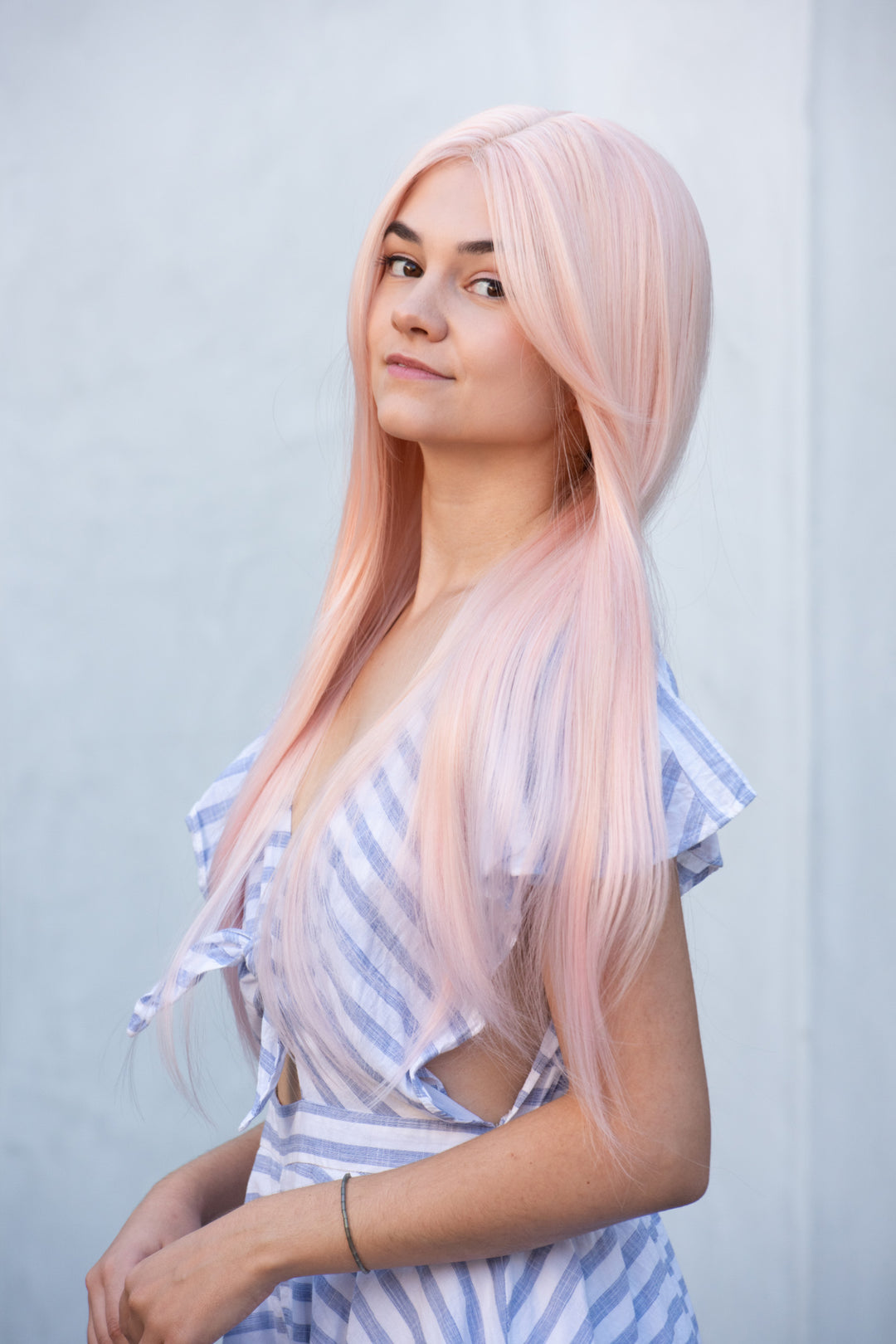 Peachy Pink Straight Small Lace Wig Kimber