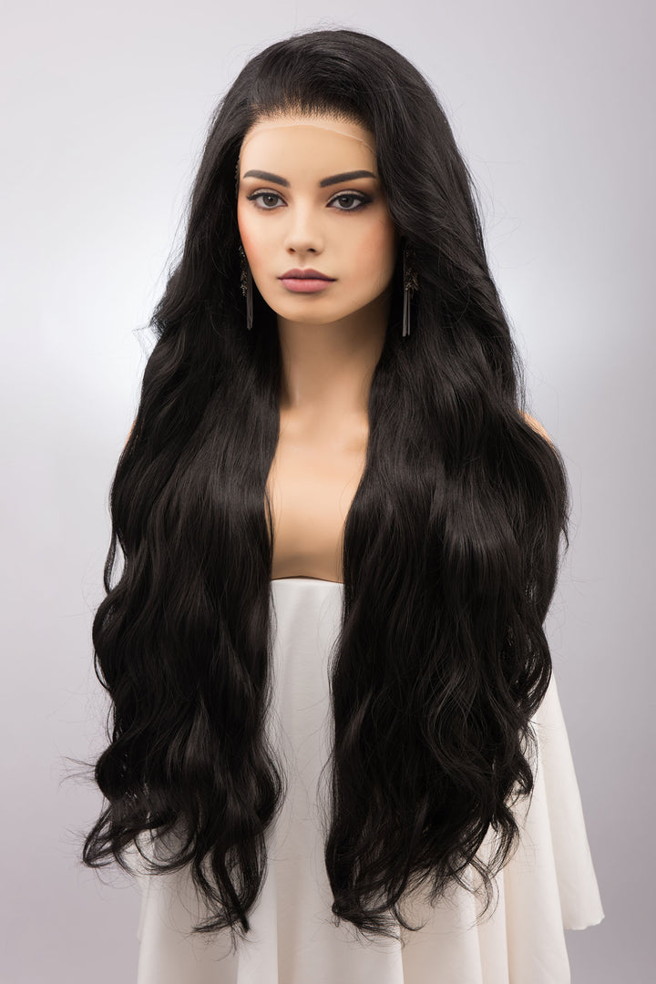Black Wavy 13" x 6" Lace Top Synthetic Hair Wig Mabel