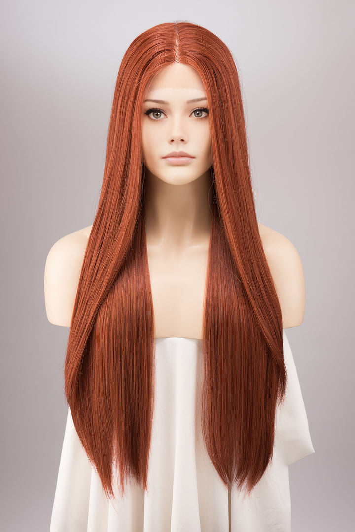 Auburn Ginger Red Long Straight Lace Front Wig Macey