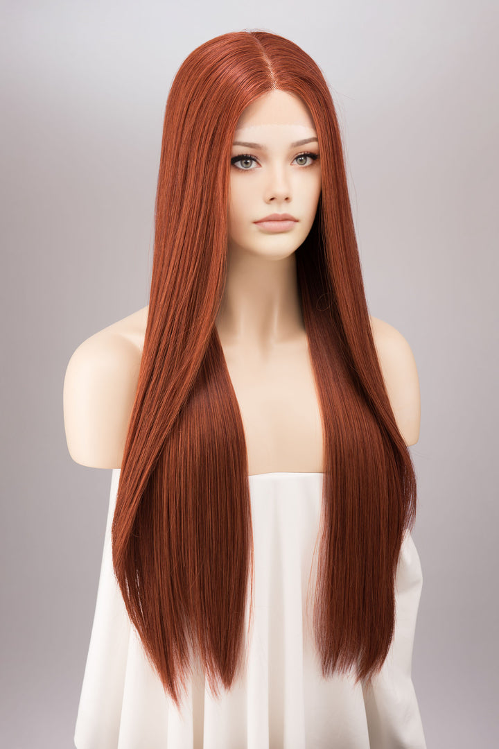 Auburn Ginger Red Long Straight Lace Front Wig Macey