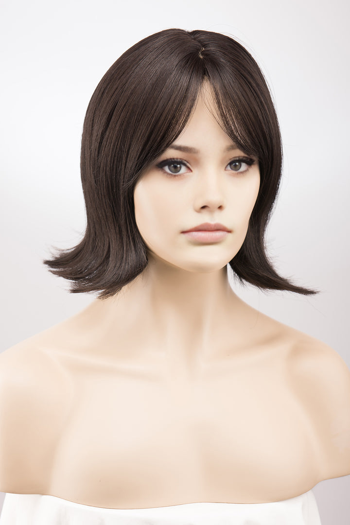 Natural Black Wavy Wig with Bangs Maci