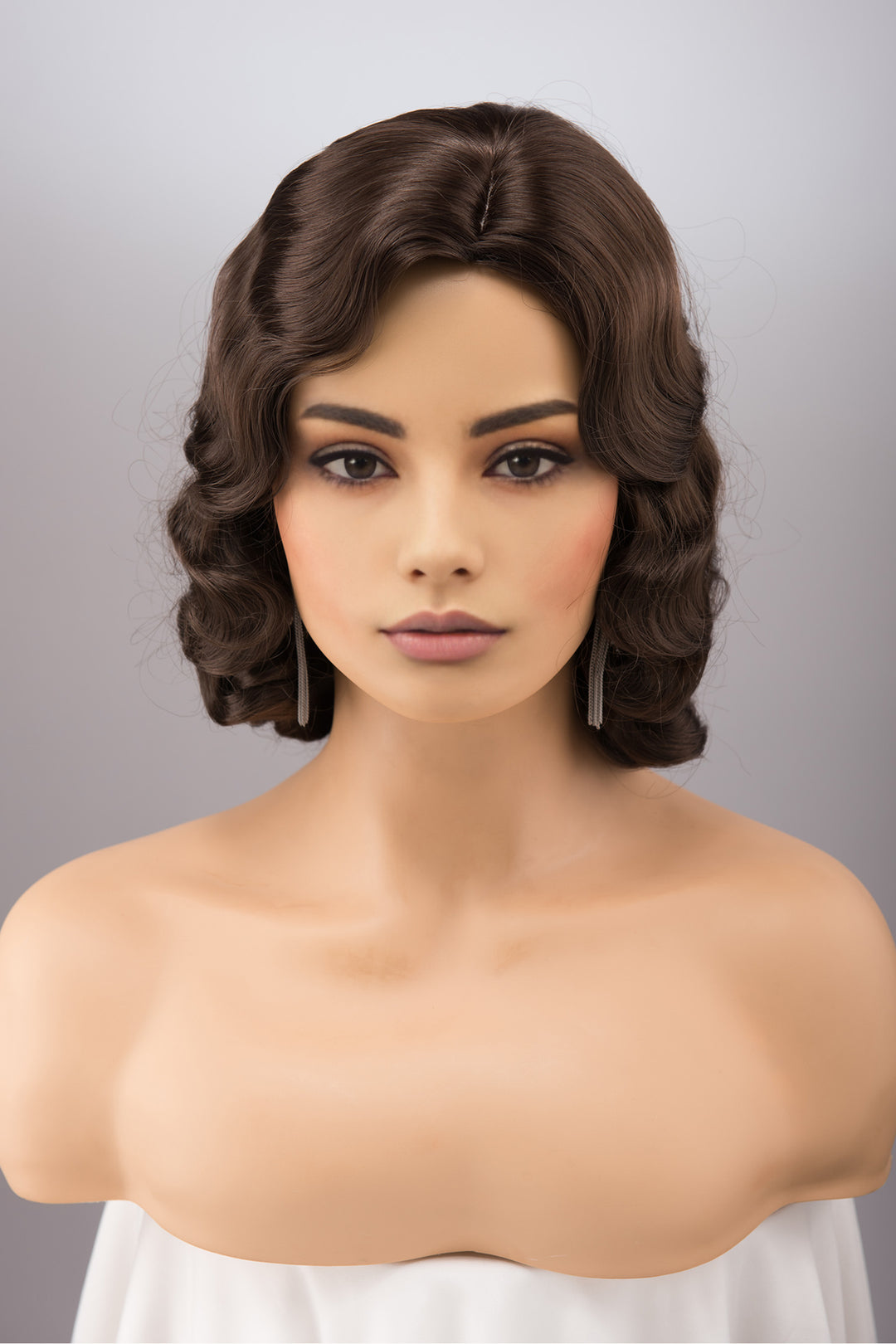 Natural Brown Brunette Finger Wave Short Wig Margot