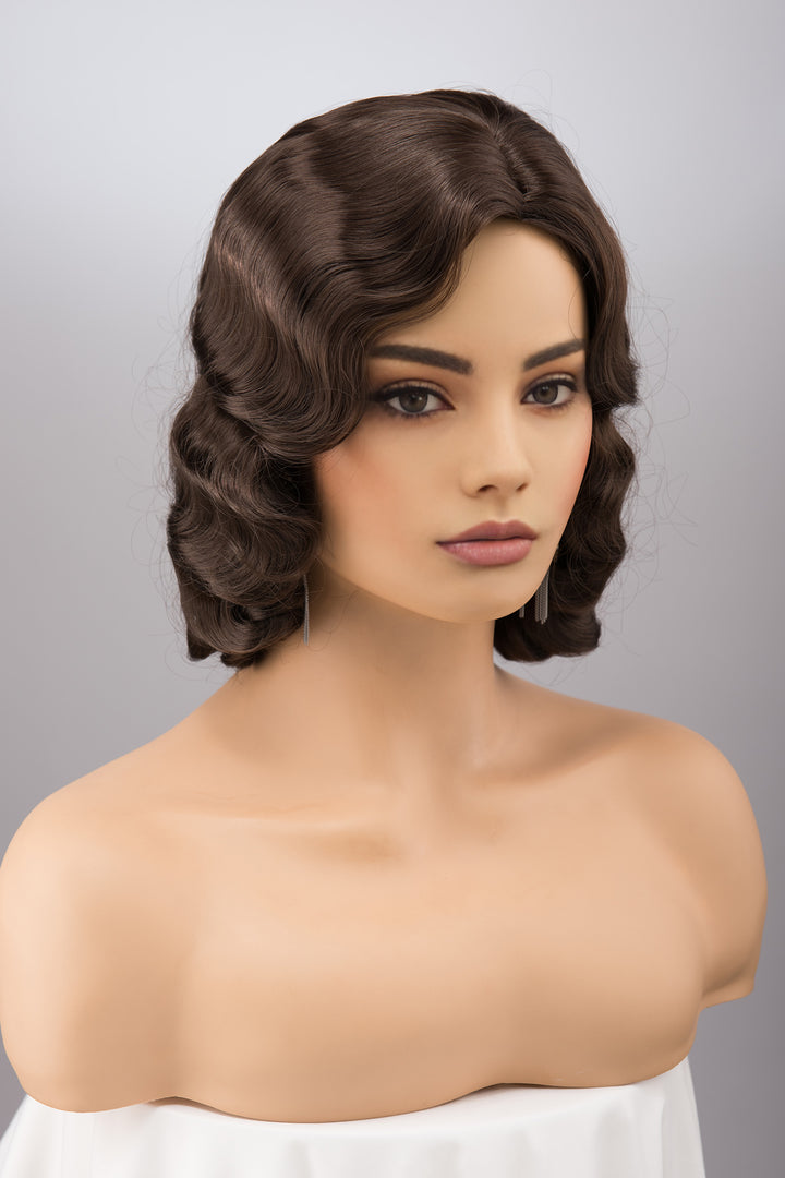 Natural Brown Brunette Finger Wave Short Wig Margot