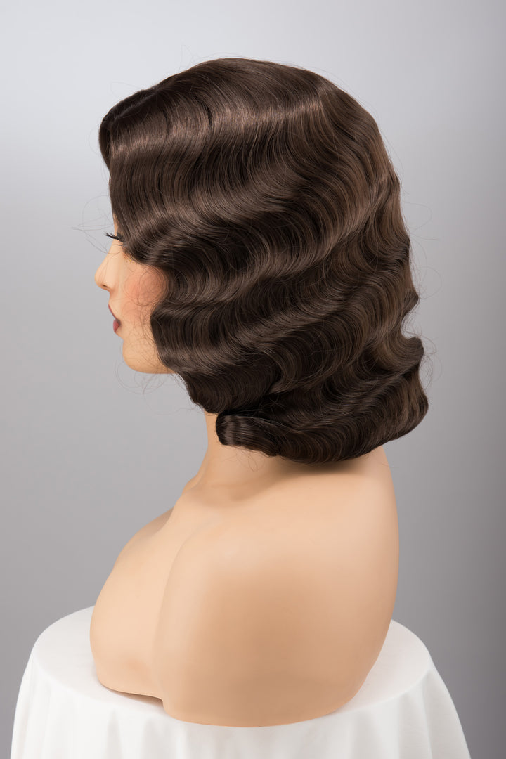 Natural Brown Brunette Finger Wave Short Wig Margot