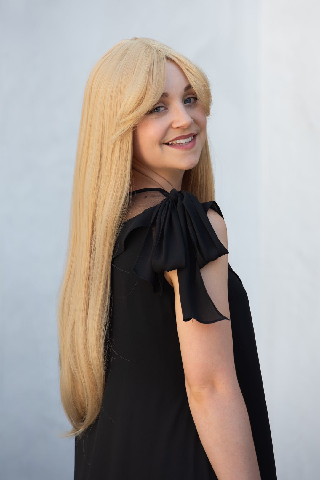 Golden Blonde Straight Synthetic Wig with Curtain Bangs Mariana