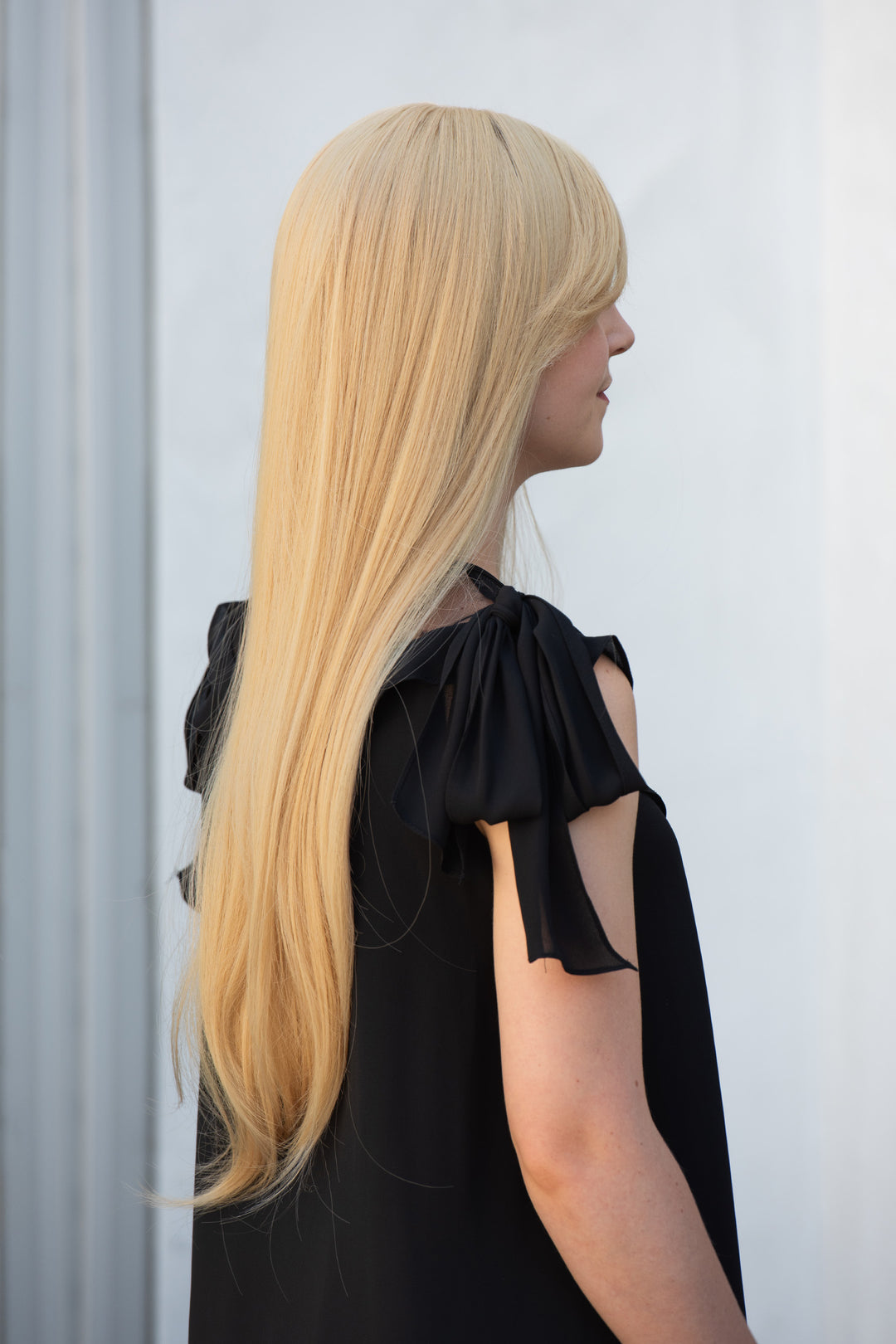 Golden Blonde Straight Synthetic Wig with Curtain Bangs Mariana