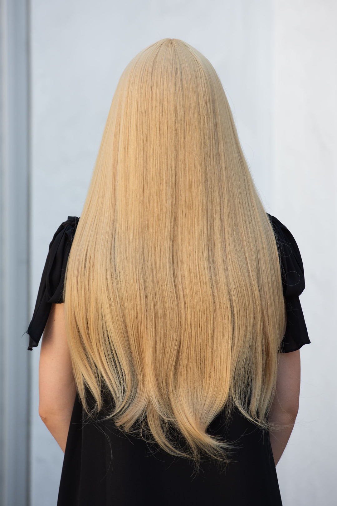 Golden Blonde Straight Synthetic Wig with Curtain Bangs Mariana