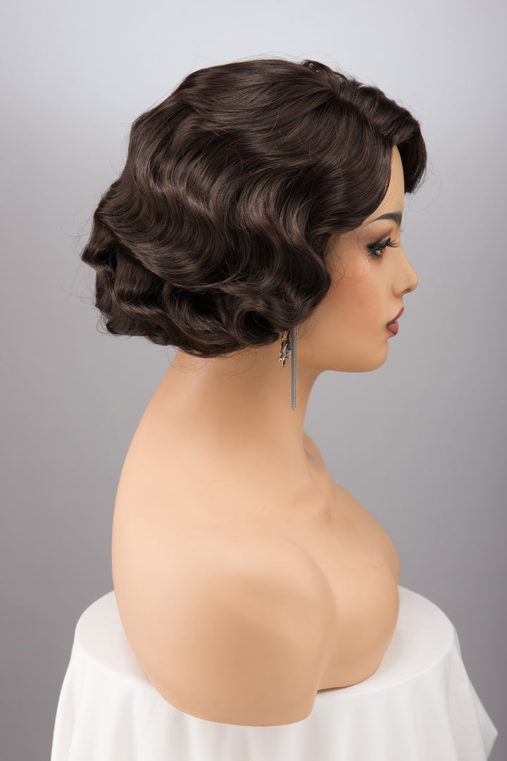 Natural Black Short Finger Wave Wig Melissa