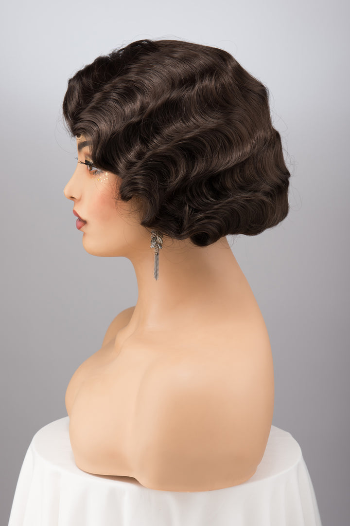 Natural Black Short Finger Wave Wig Melissa