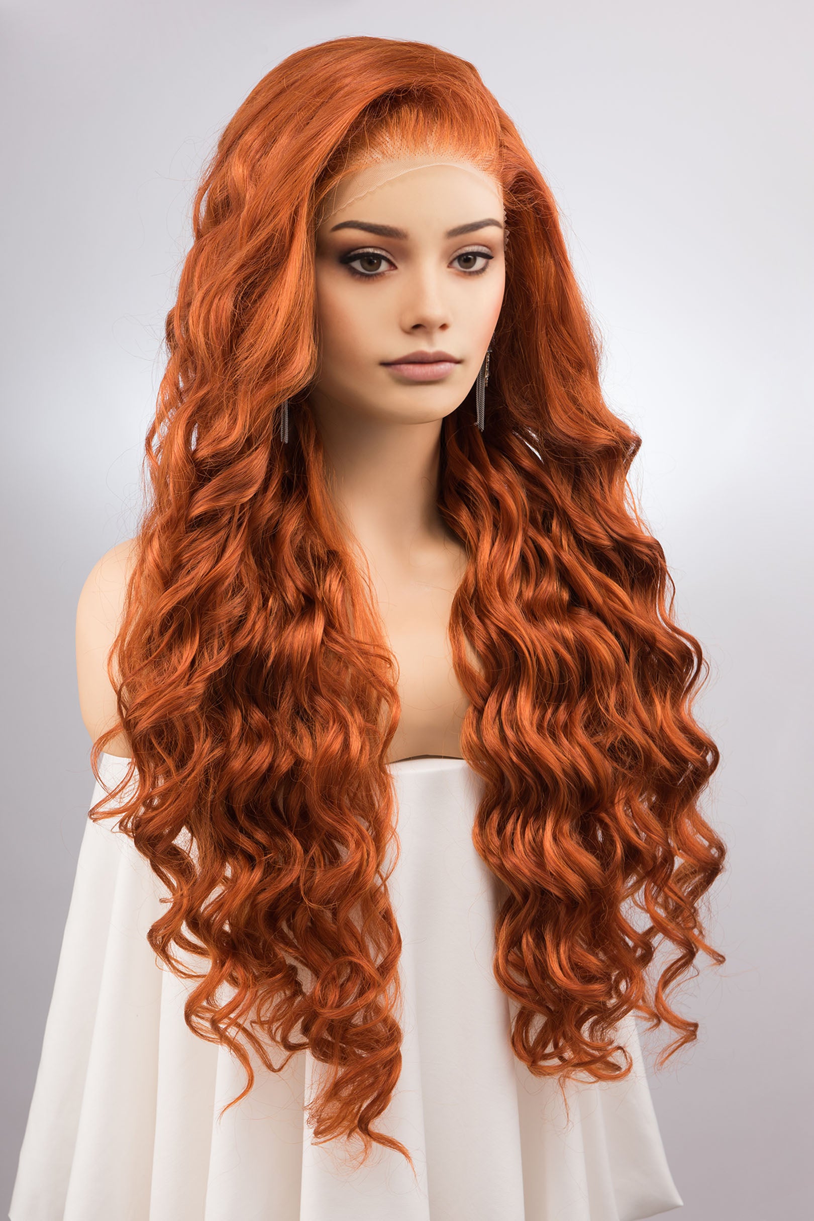 Ginger Curly 13 X 6 Lace Top Synthetic Hair Wig Merida