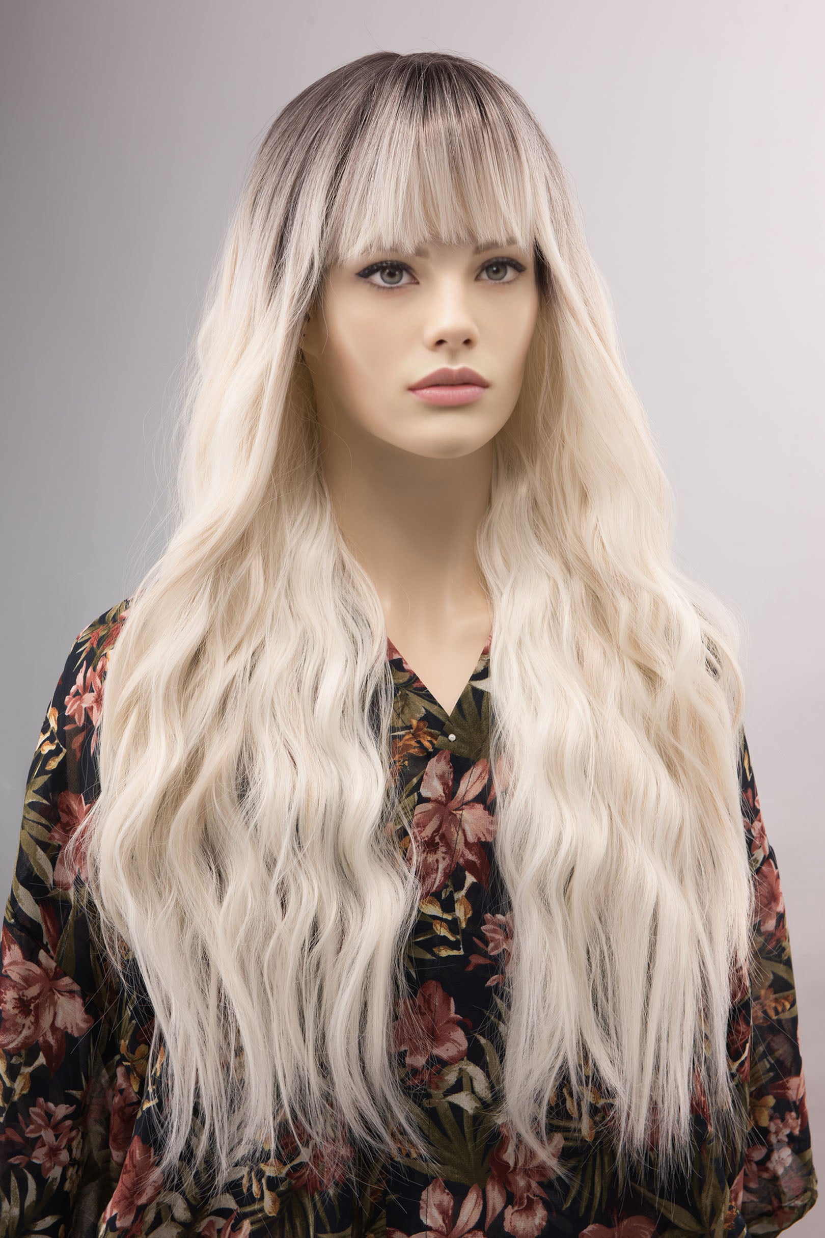 Platinum blonde wig on sale with bangs