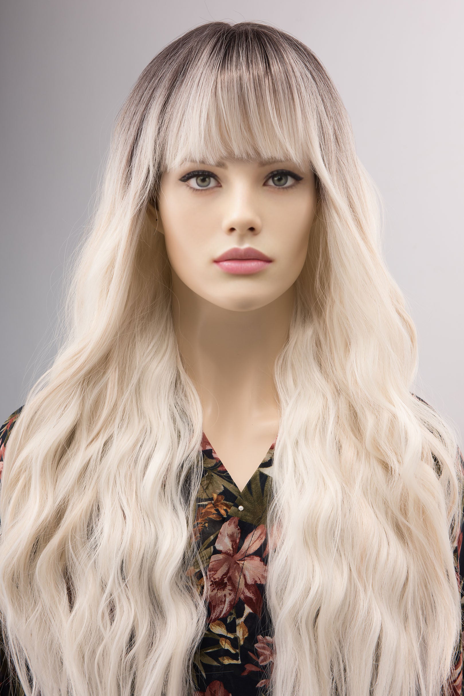 Platinum blonde store wig with bangs