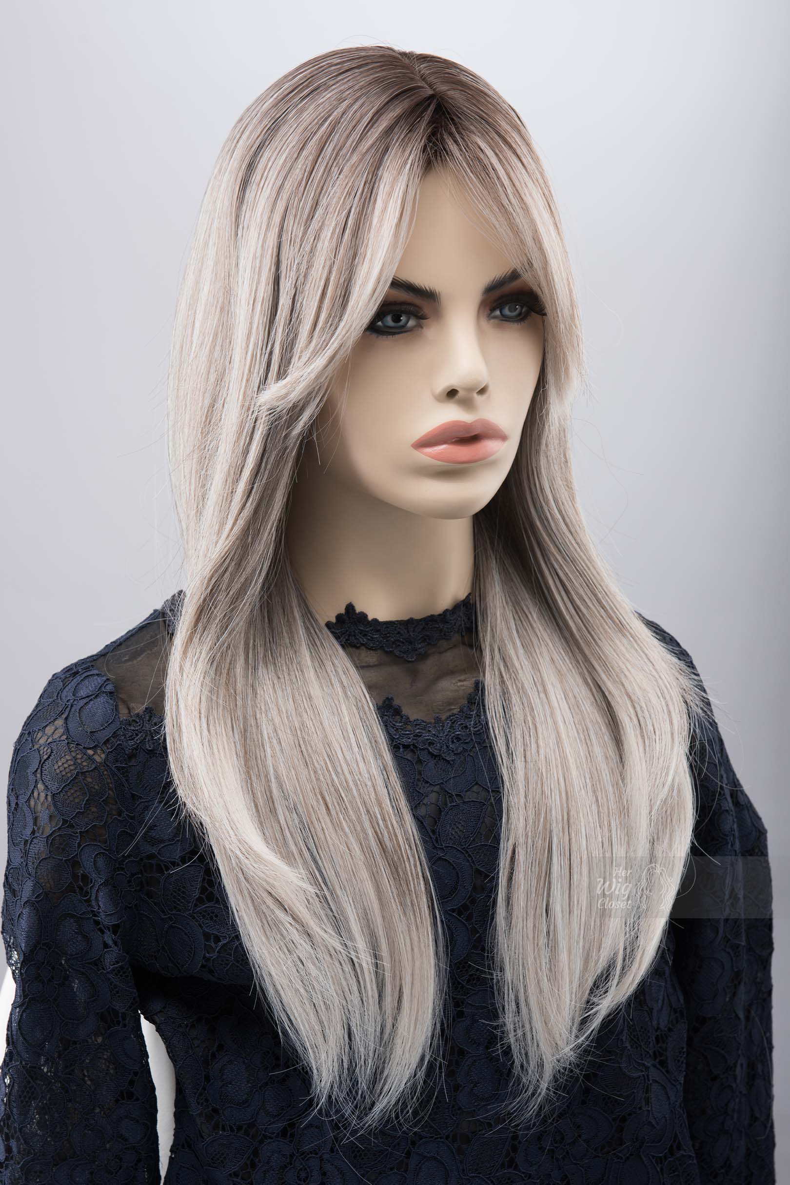 Salt and Pepper Wig with Bang Ombre Silver Grey Wig Multi Gray