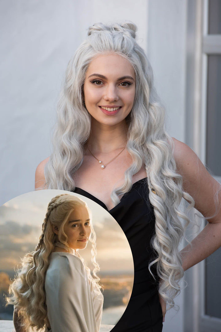 Pearl White Silver Gray Lace Top Wig Daenerys Orla