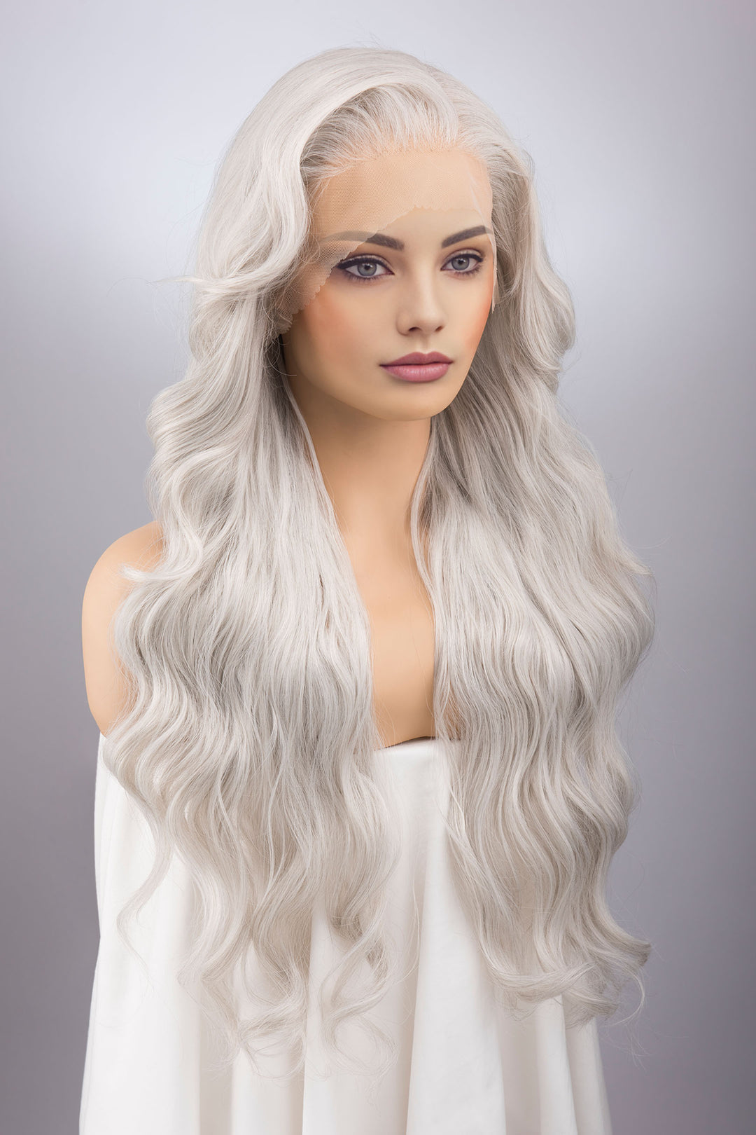 Silver Grey Wavy Large Lace Front Wig Oslo