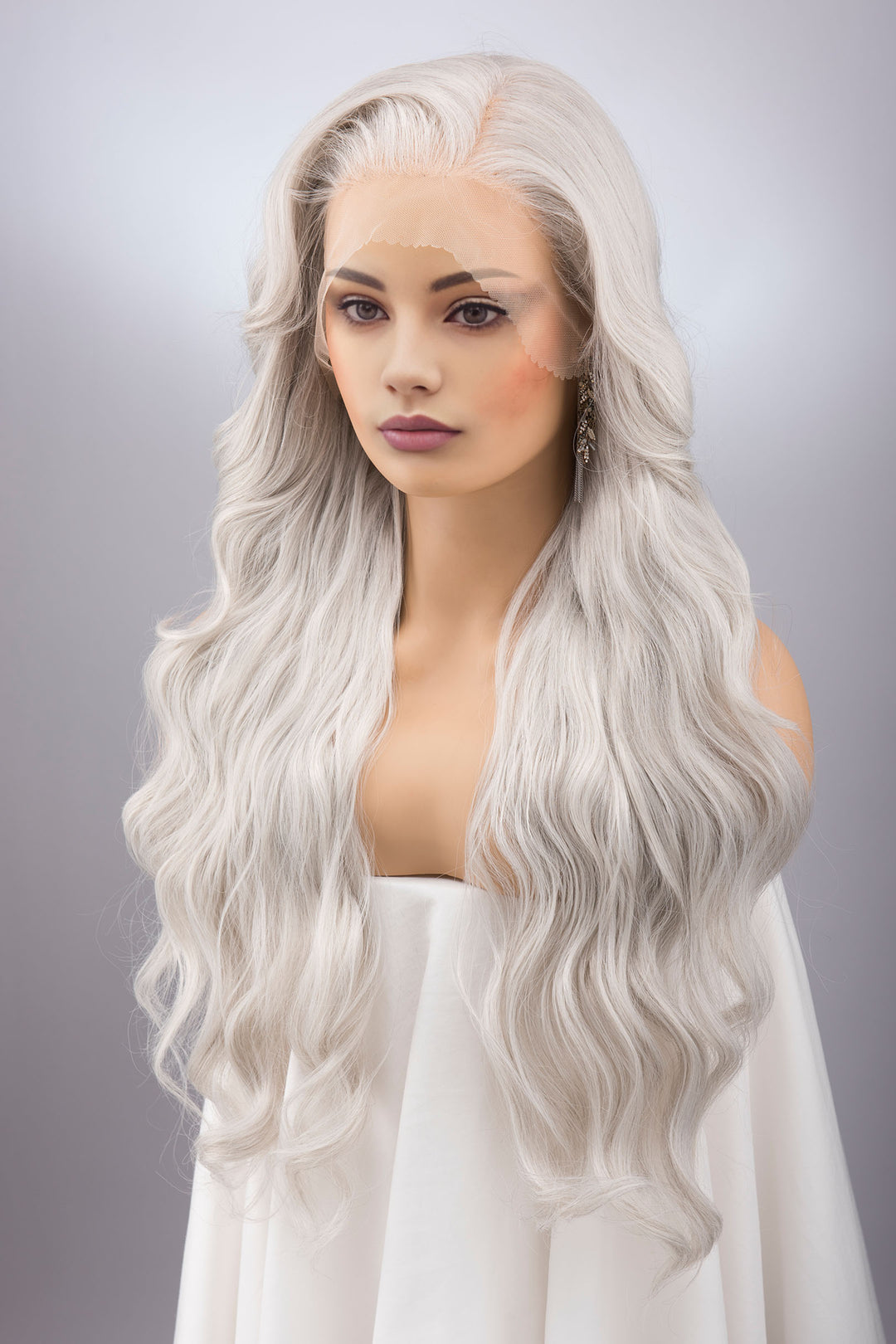 Silver Grey Wavy Large Lace Front Wig Oslo