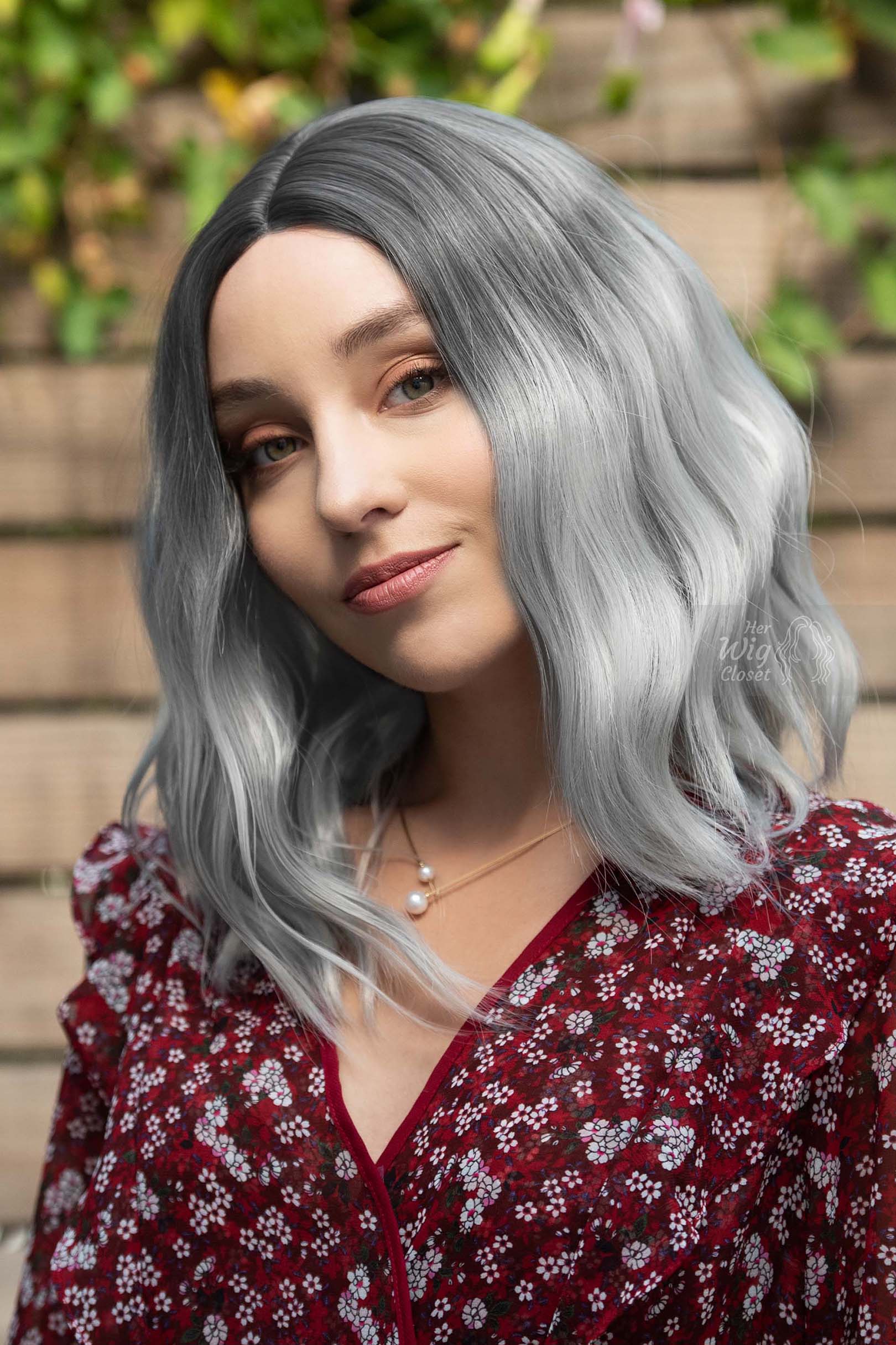 Grey Silver Ombre Wavy Small Lace Wig Maya