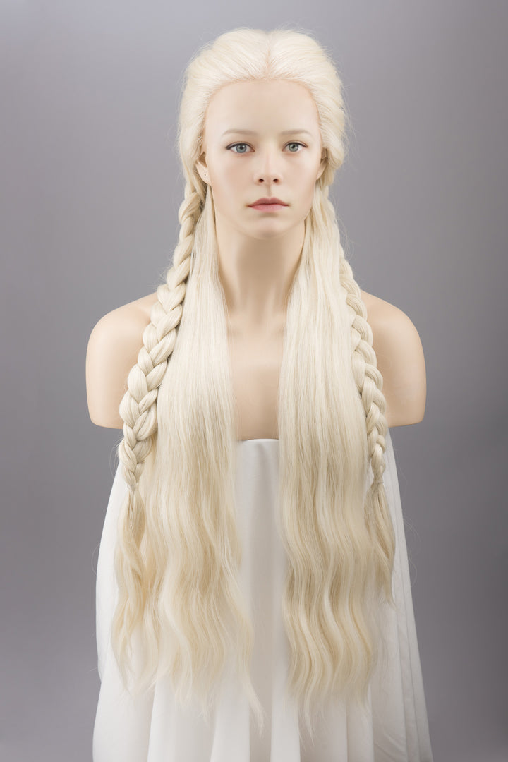 Icy Blonde Large Lace 13x6 Long Wavy Wig Game of Throne Rhaenyra Daenerys