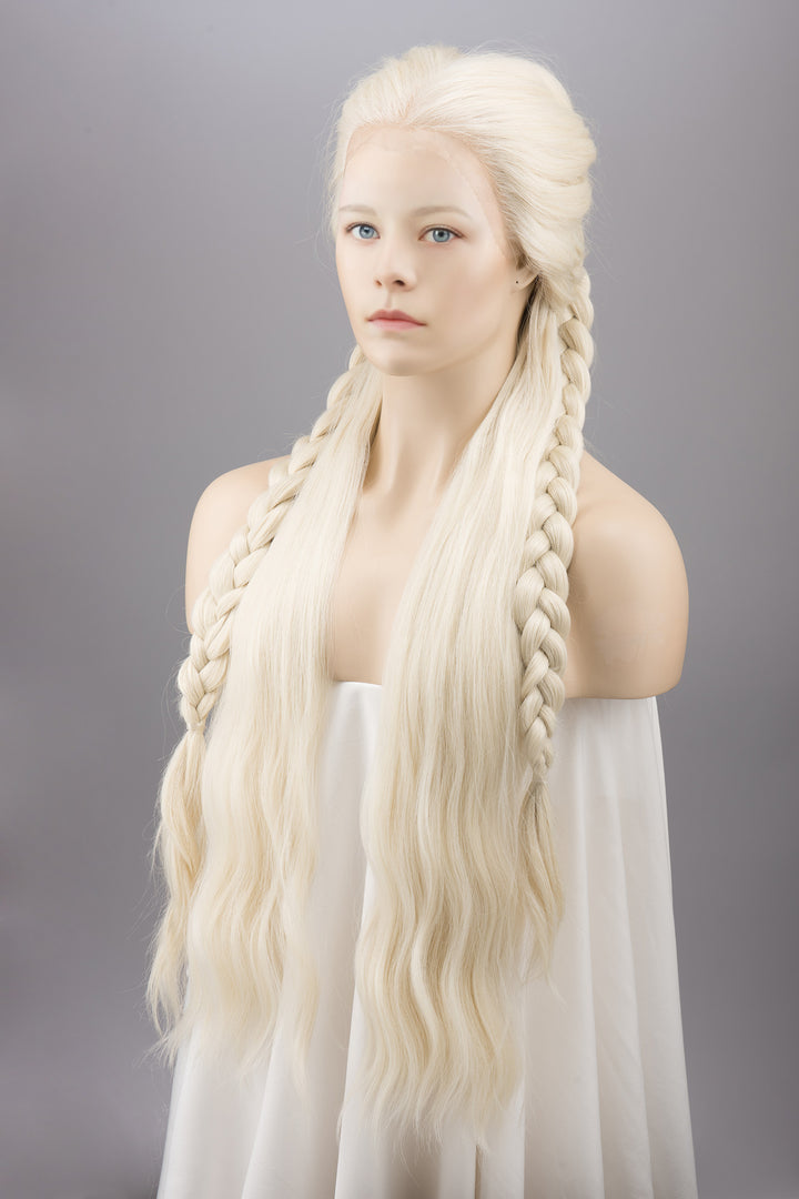 Icy Blonde Large Lace 13x6 Long Wavy Wig Game of Throne Rhaenyra Daenerys