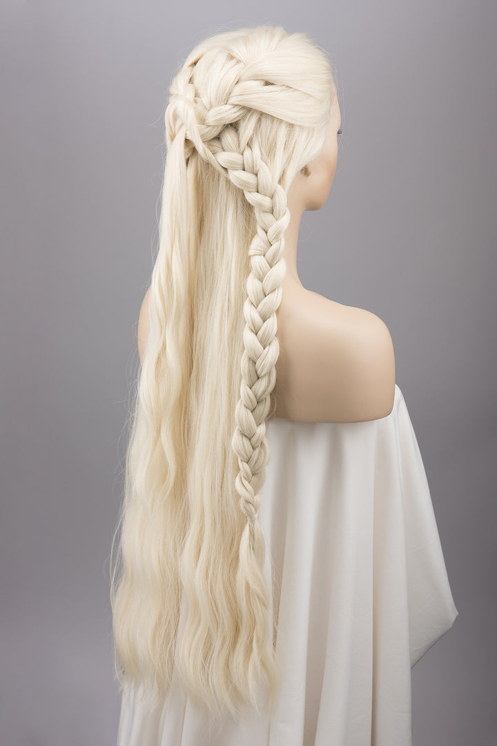 Icy Blonde Large Lace 13x6 Long Wavy Wig Game of Throne Rhaenyra Daenerys