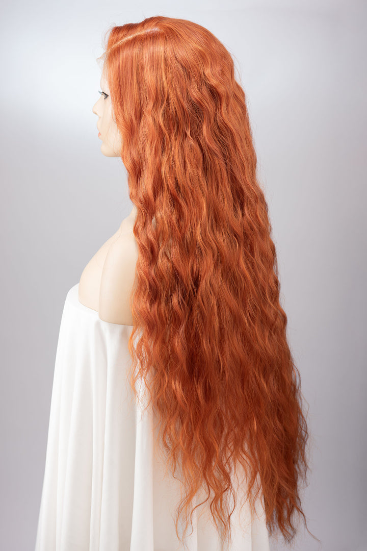 Orange Ginger Long Wavy Lace Front Wig Rohan