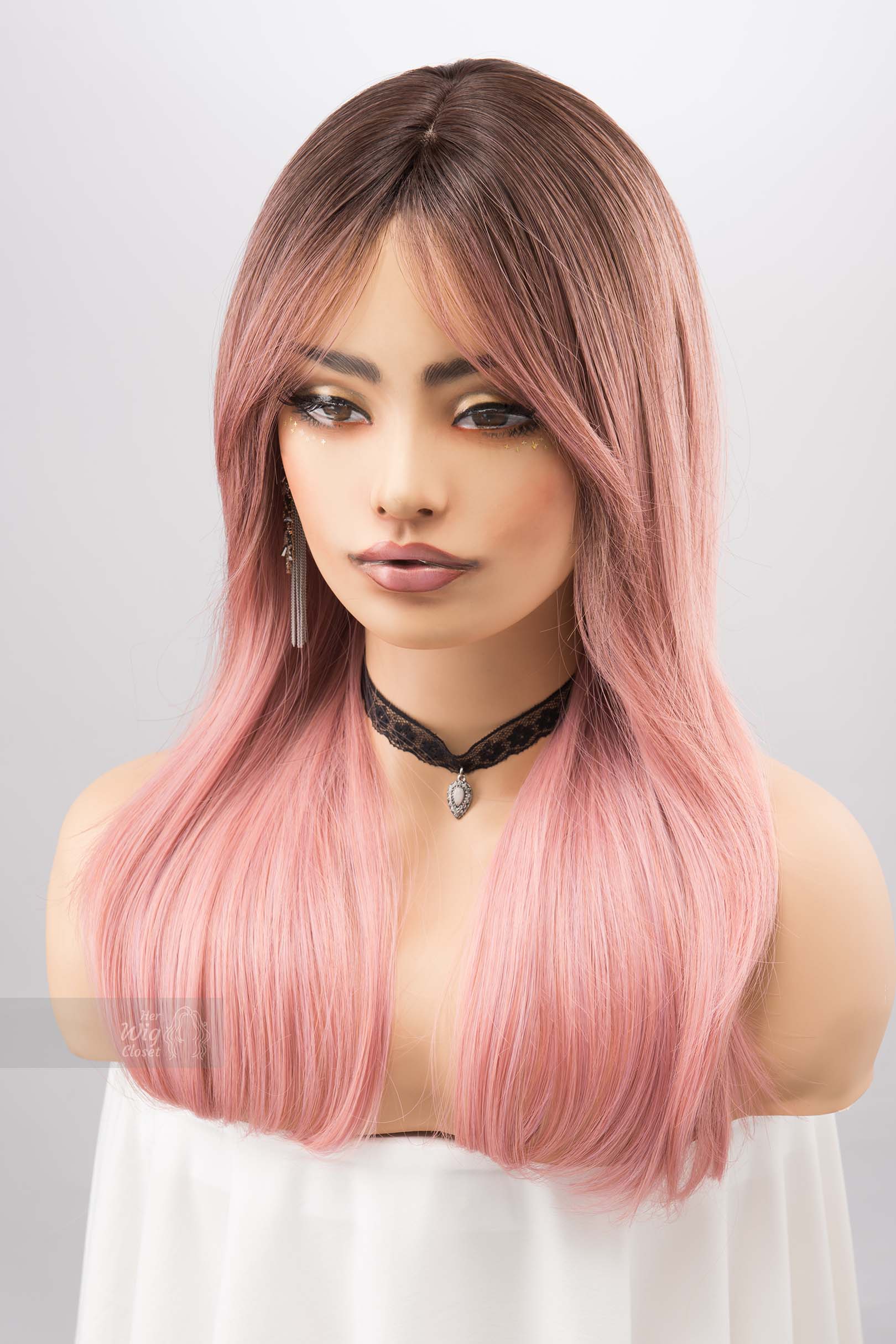 Sakura Pink Ombre Pastel Pink Wig with Side Bangs Rosina – Her Wig