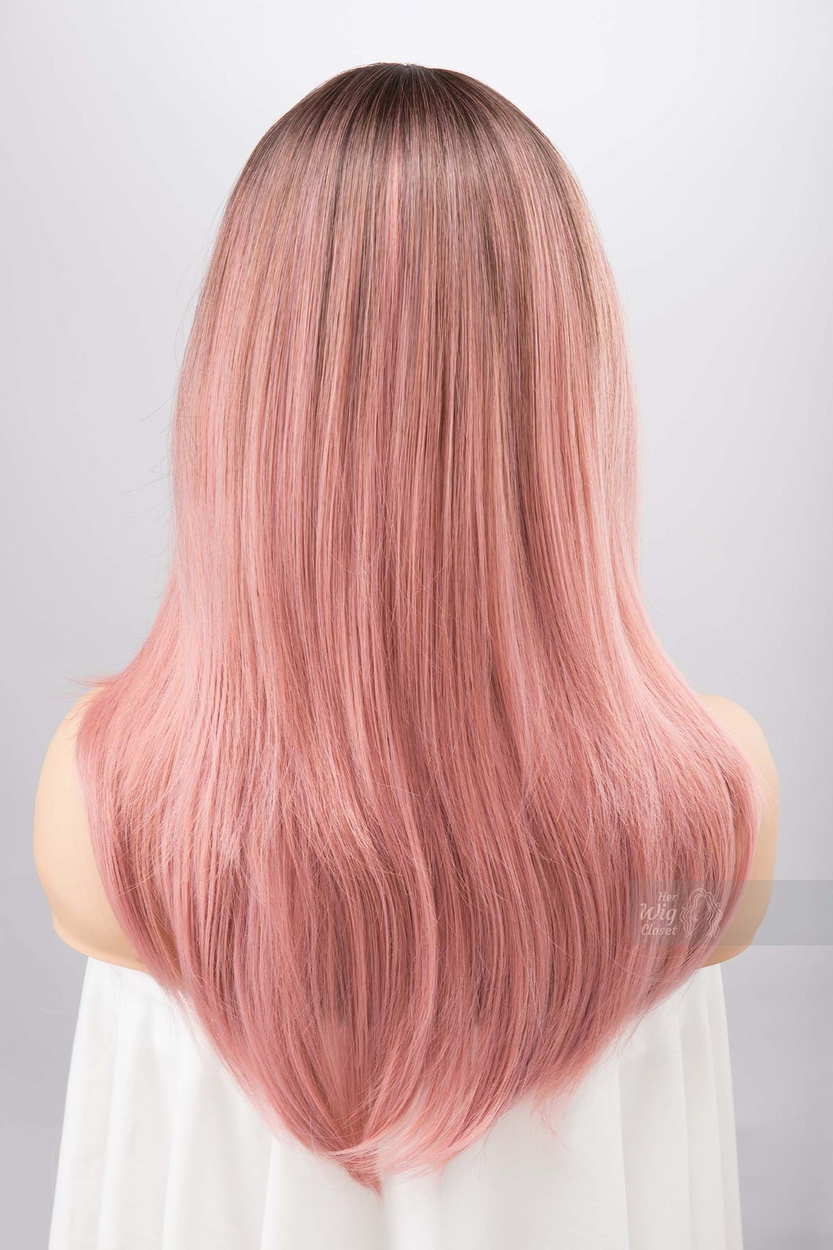 Sakura Pink Ombre Pastel Pink Wig with Side Bangs Rosina – Her