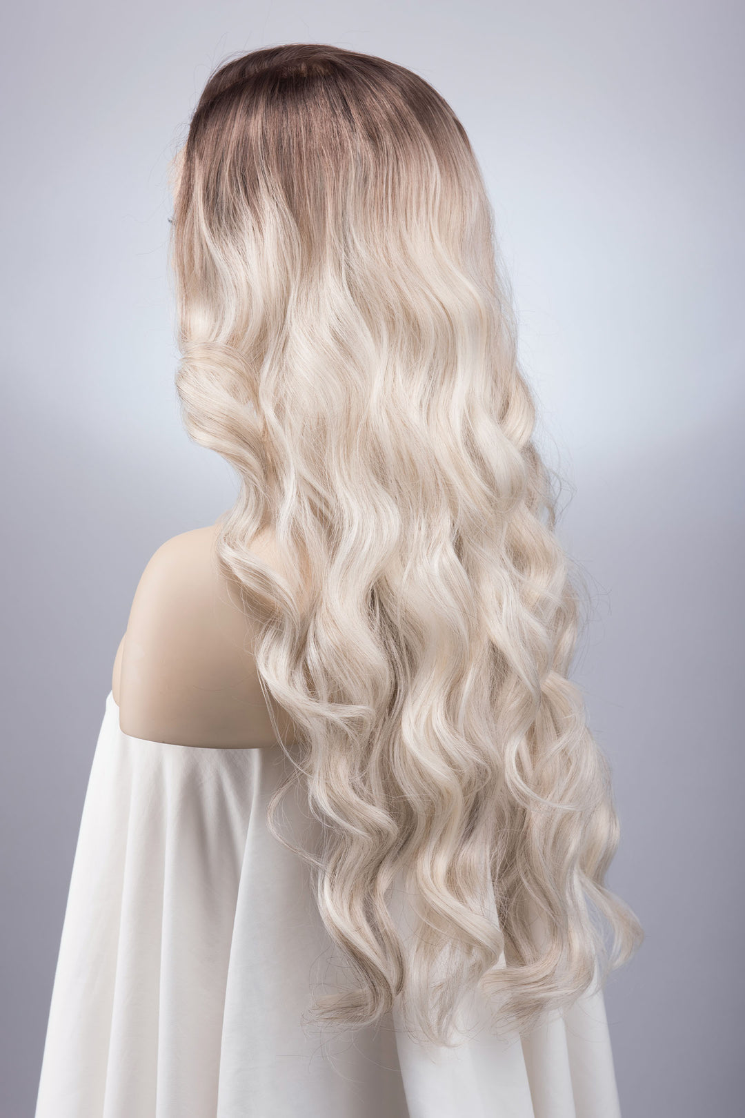 Dark Roots Silver Ombre Wavy Large Lace Front Wig Fourth Wing Cosplay Sorrengail