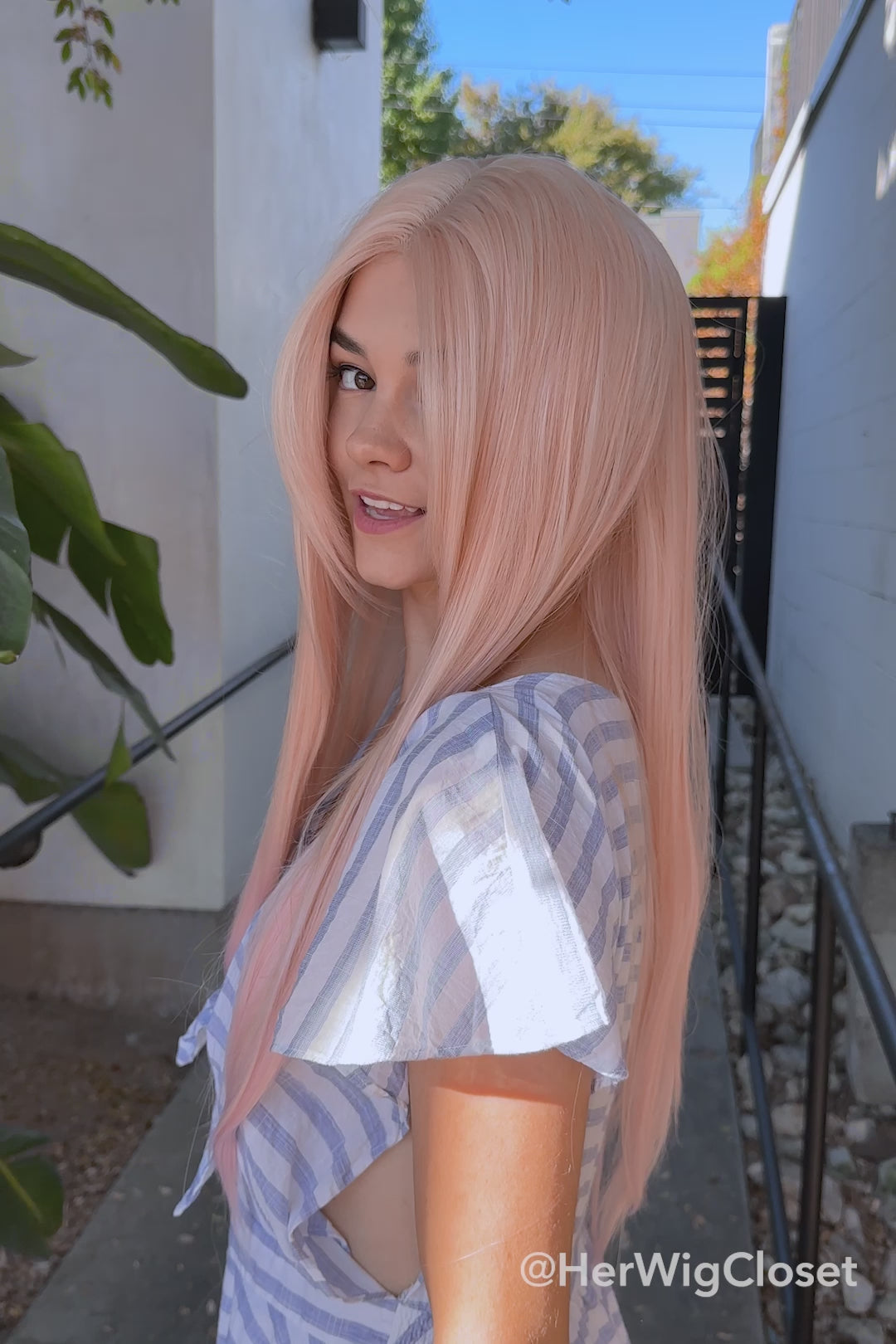 Peachy Pink Straight Small Lace Wig Kimber