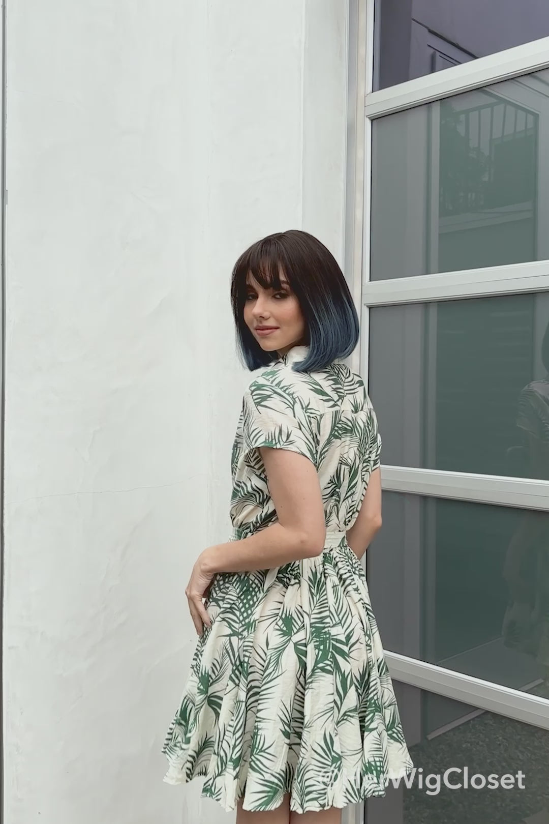 Blue Ombre Synthetic Bob Wig with Bangs Grace
