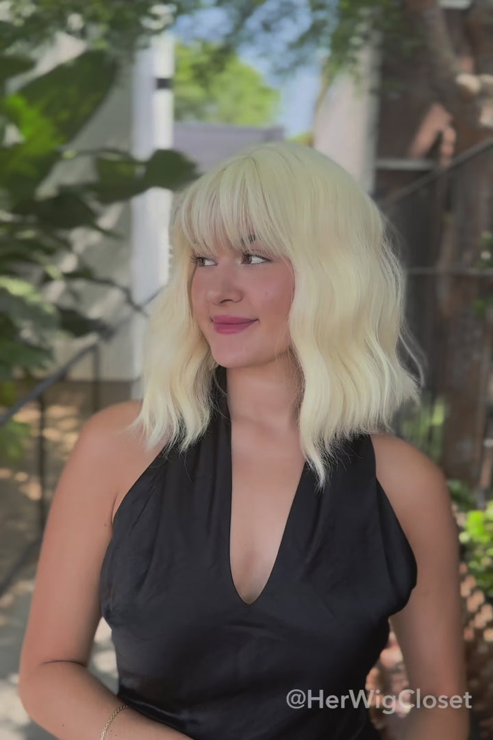 Amanda | Atomic Blonde Wavy Synthetic Wig with Bangs