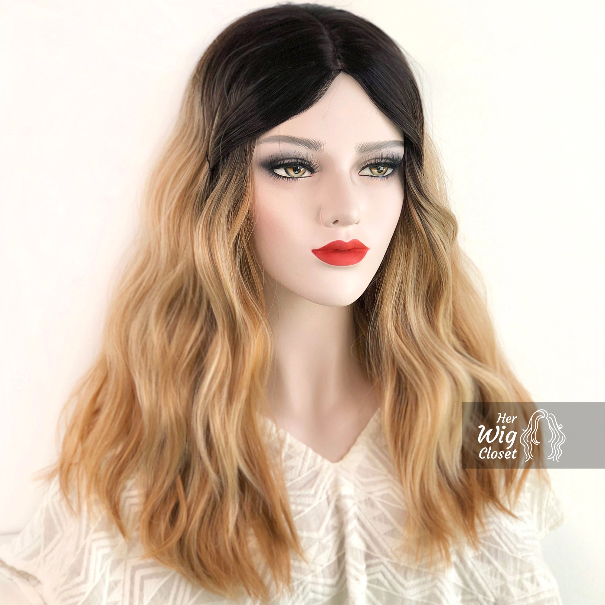 Black Roots Ash Blonde Color Wavy Wig Fairfax Her Wig Closet