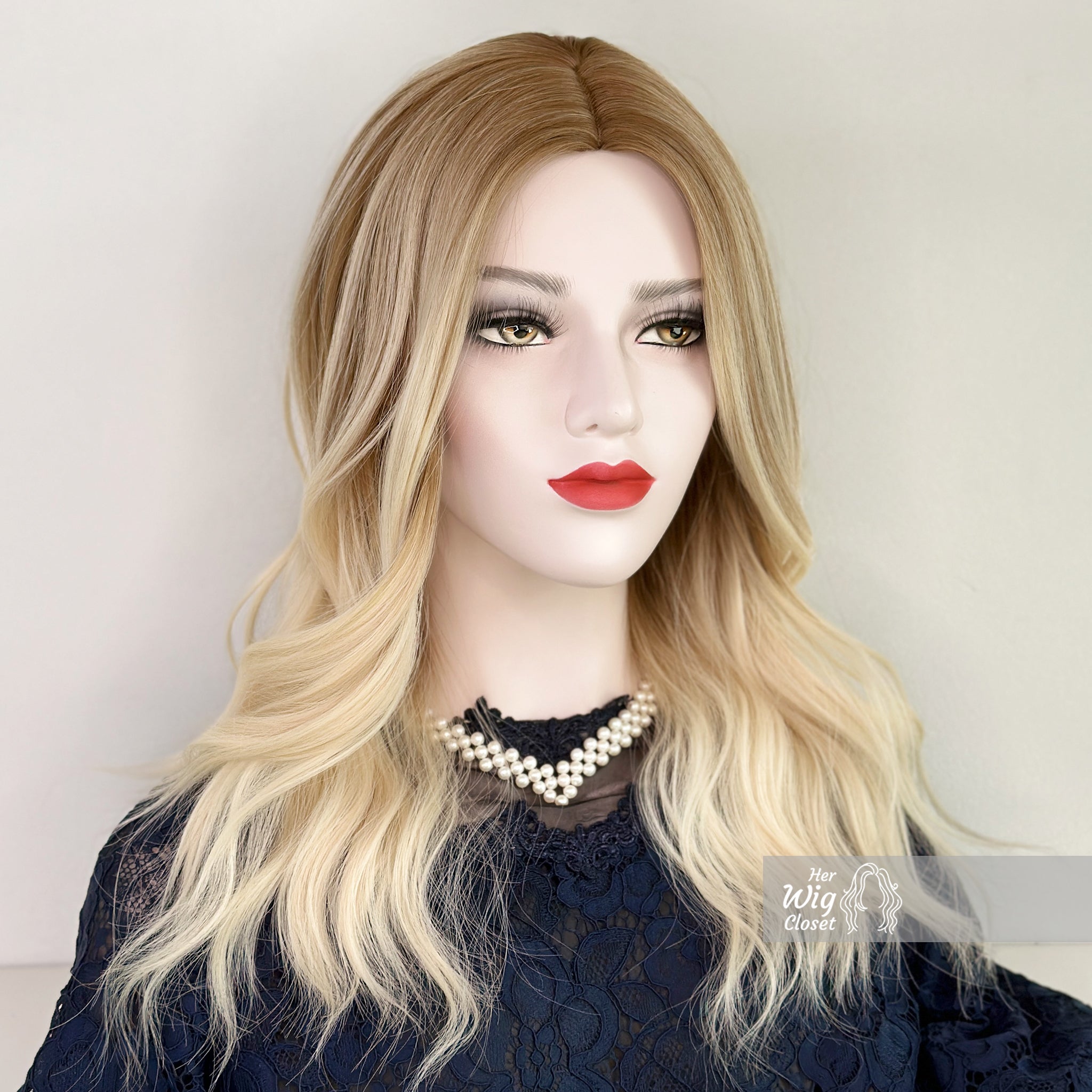 Dark Roots Ash Blonde Ombre Wavy Wig Her Wig Closet Isabella