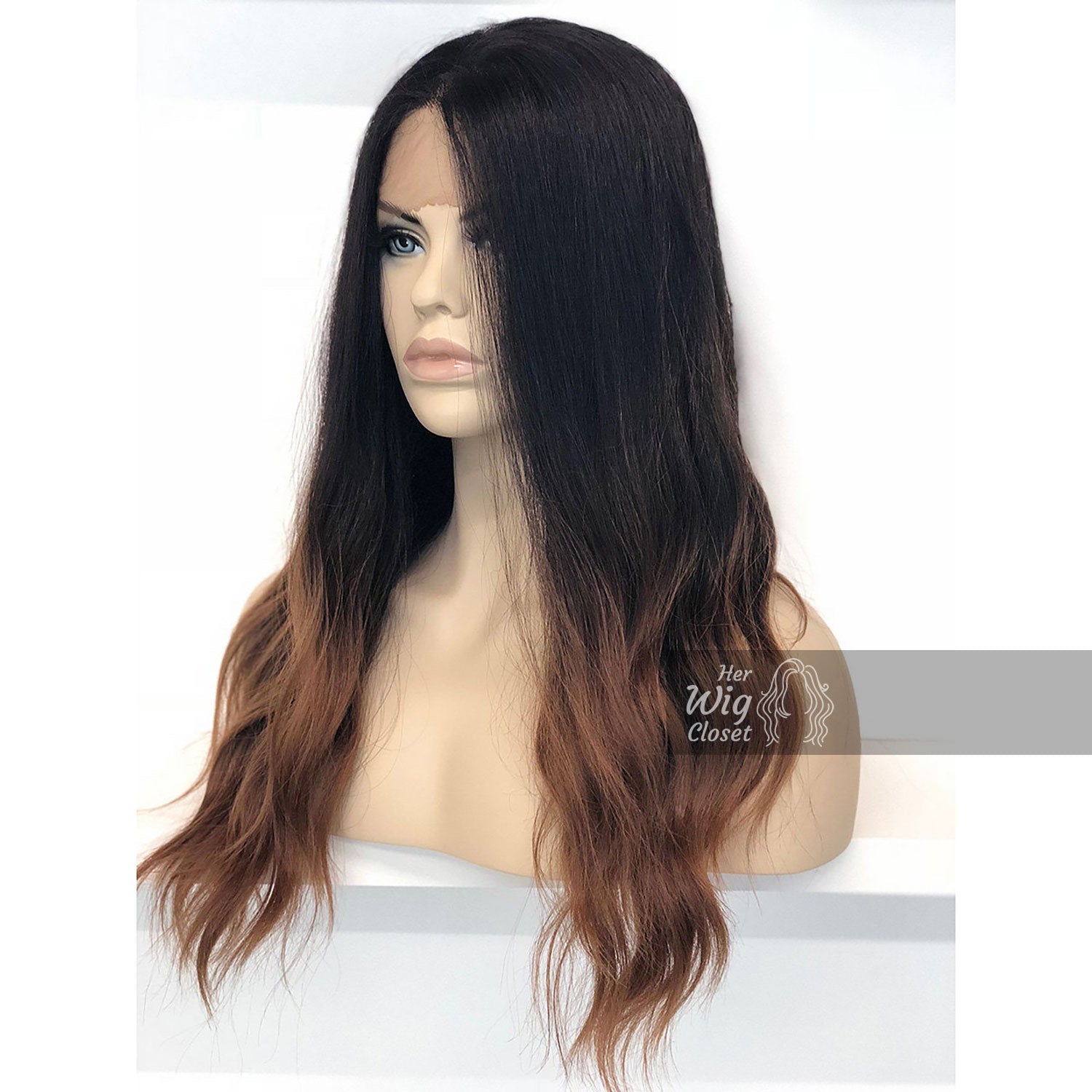 Brown black wavy ombre lace 2024 front wig